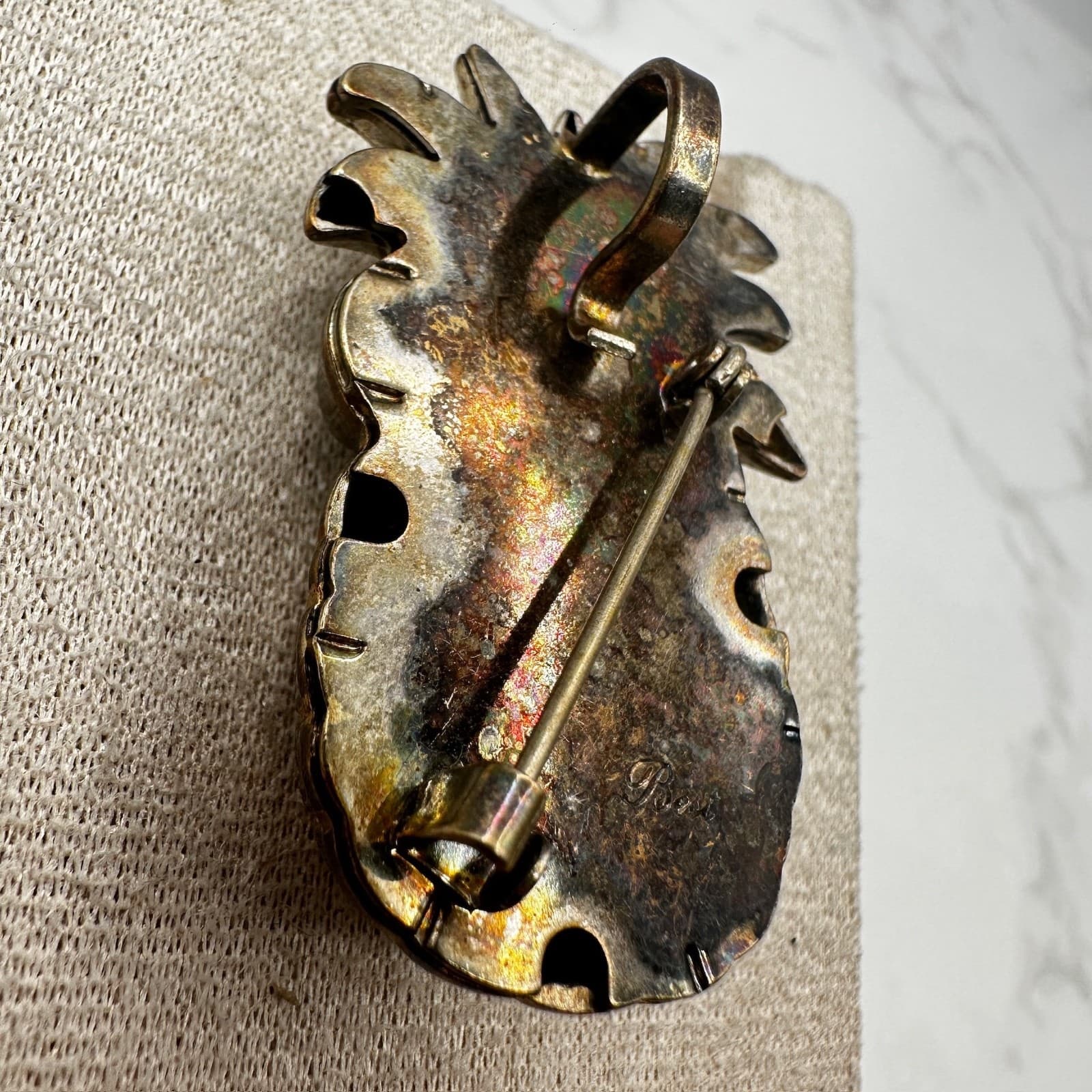 Vintage Gold Tone Textured Pineapple Brooch Pin Fruit Tropical Y2K 90s - Thumbnail 6