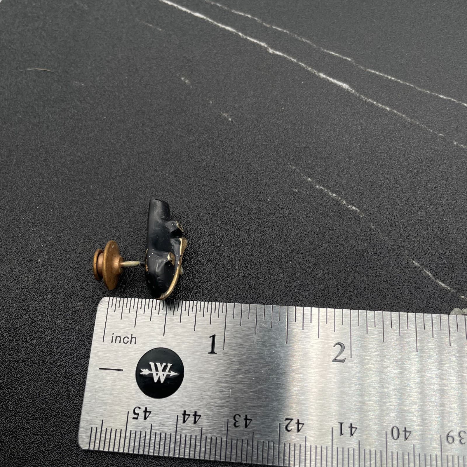 Vintage Tribal African Mask Black Gold Tone Tie Pin Lapel Tack Brooch 1 Inch - Thumbnail 12