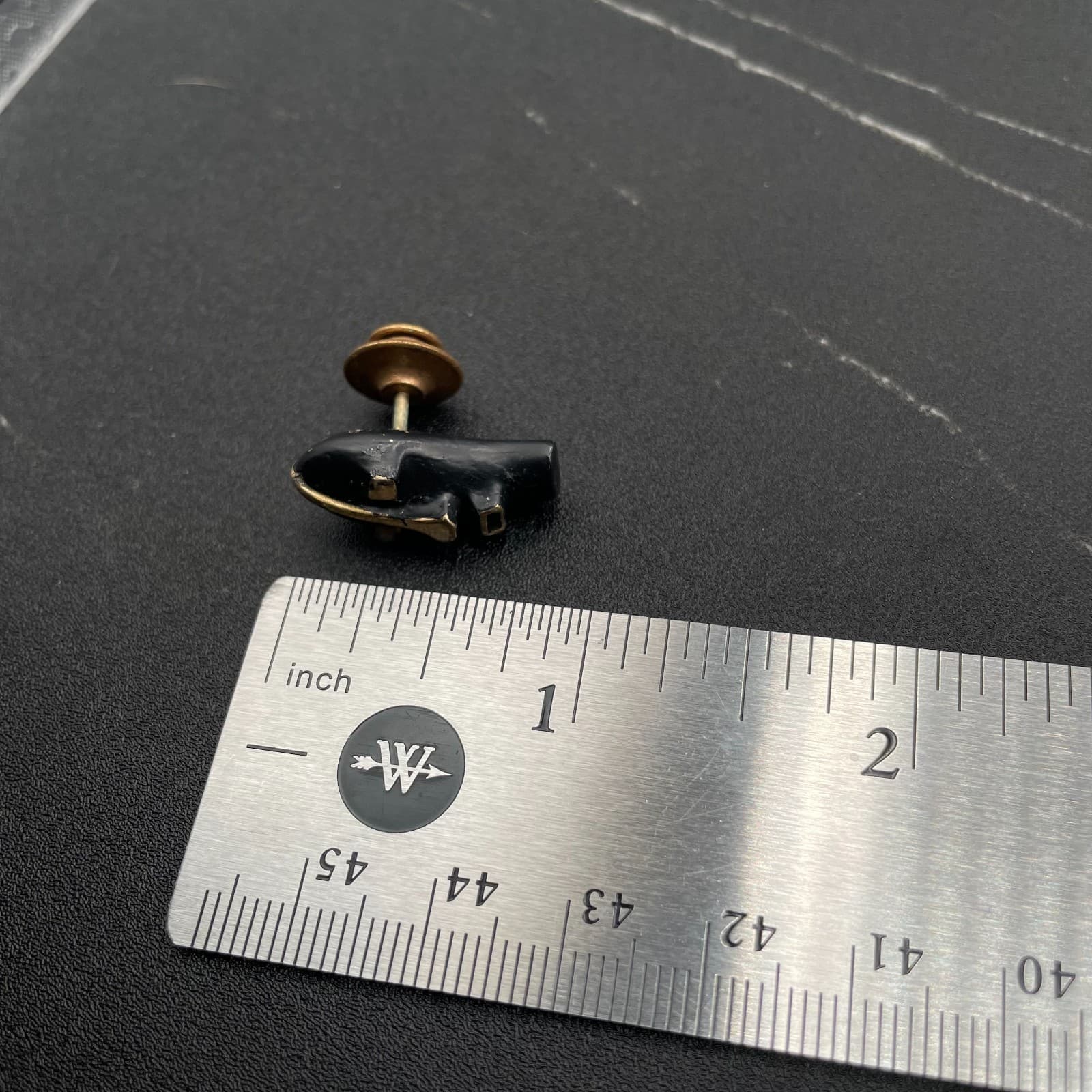 Vintage Tribal African Mask Black Gold Tone Tie Pin Lapel Tack Brooch 1 Inch - Thumbnail 11