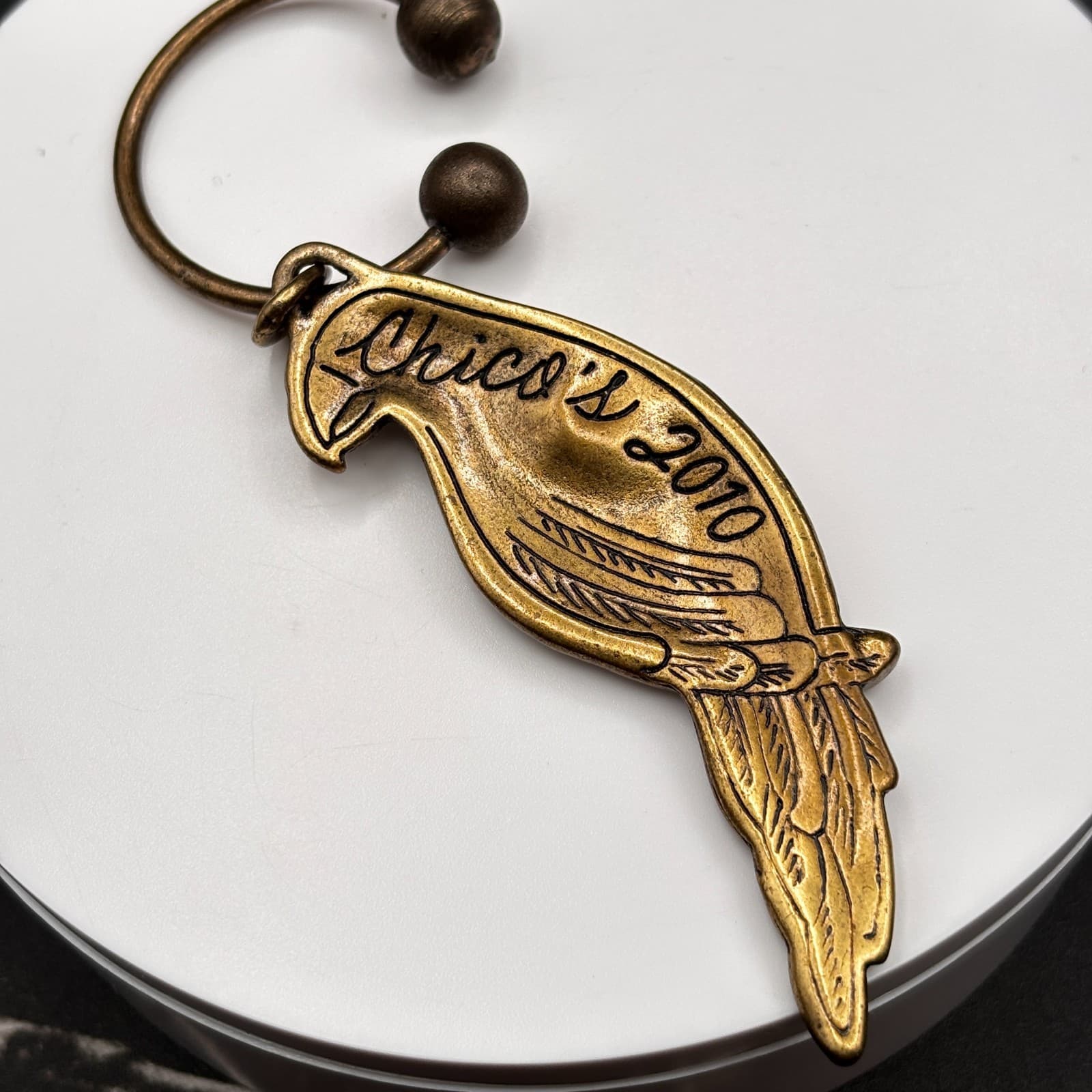 Chico’s Parrot Crystal Keychain Bronze Tone Rhinestone Bird Bag Charm Jewelry - Thumbnail 6