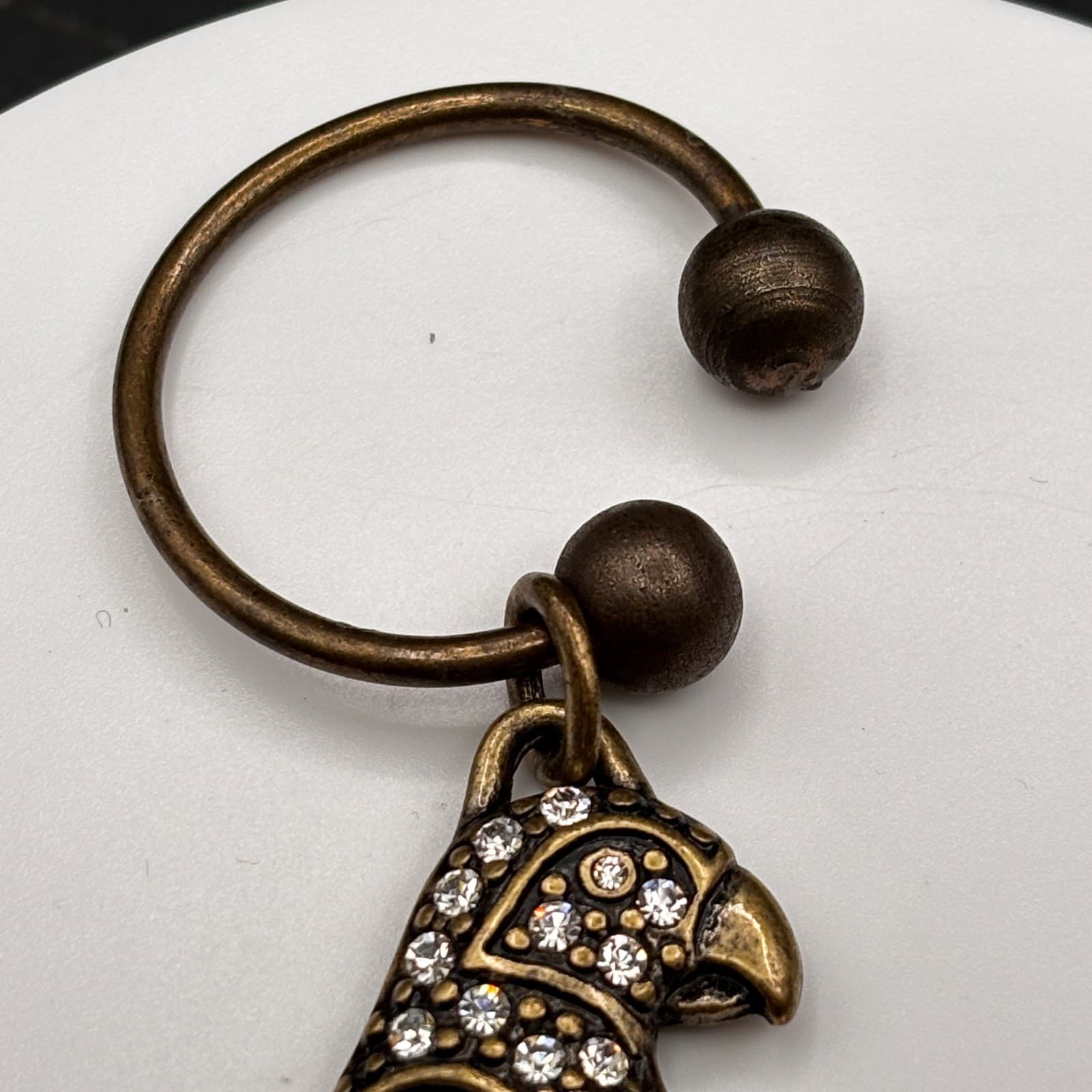 Chico’s Parrot Crystal Keychain Bronze Tone Rhinestone Bird Bag Charm Jewelry - Thumbnail 4