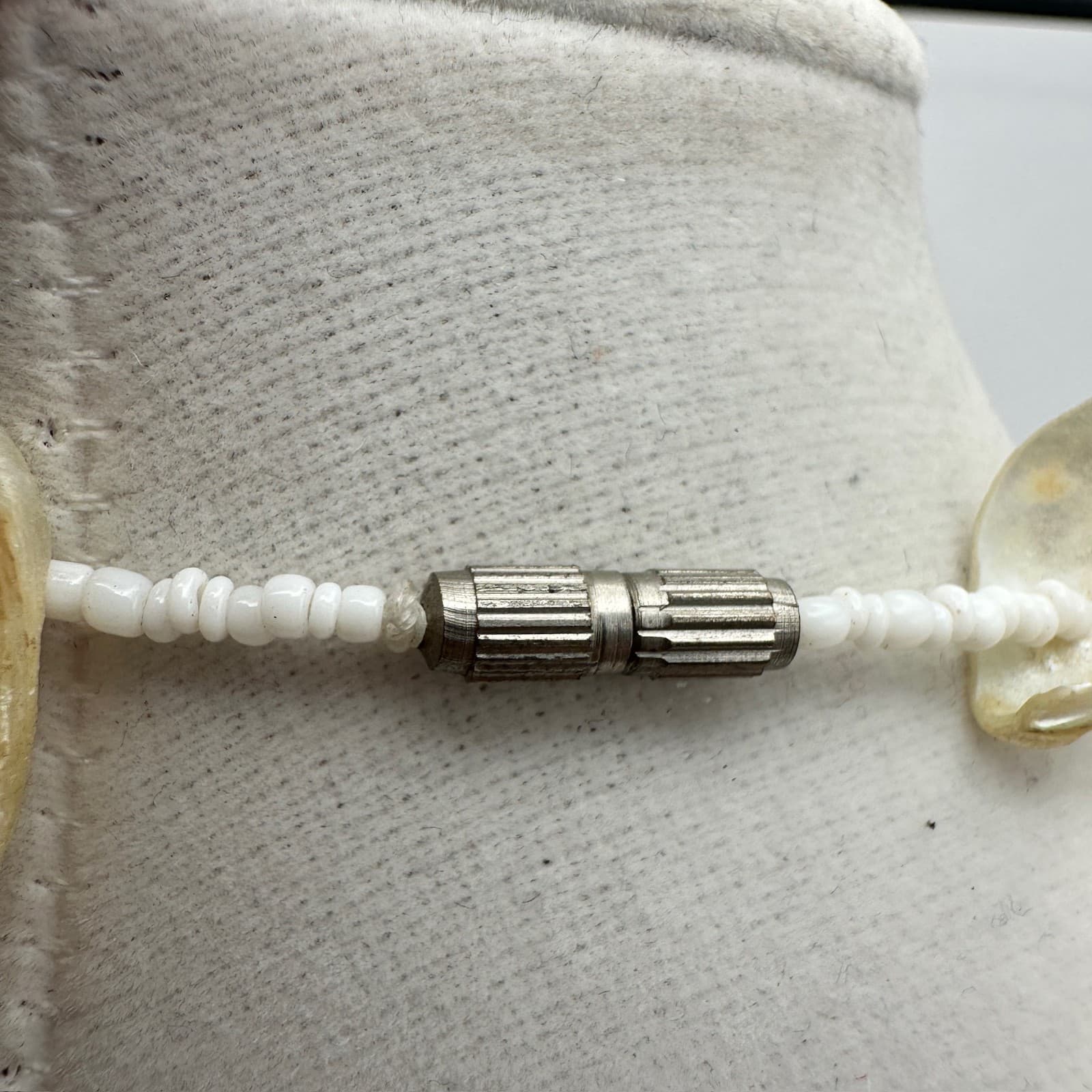 Vintage 90s Dyed Shell Glass Bead Necklace Pink Neutral Boho Beach Jewelry - Thumbnail 5