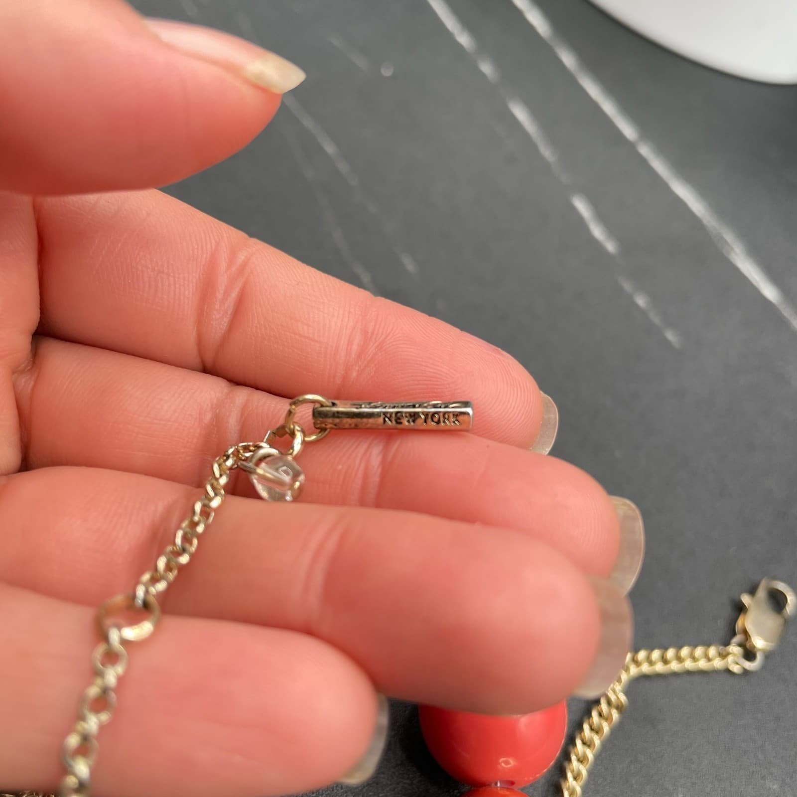 Vintage Kenneth Cole New York Gold-Tone Orange Gumball Beads Statement Necklace - Thumbnail 7