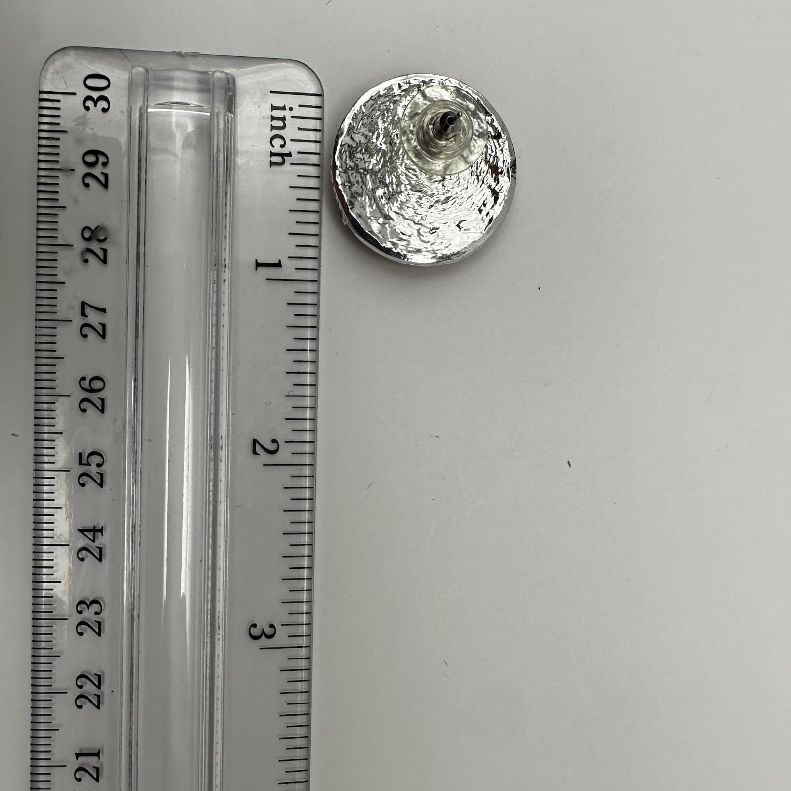 Vintage 90s Red Enamel Geometric Round Silver-Tone Metal Clip-On Earring Jewelry - Thumbnail 9