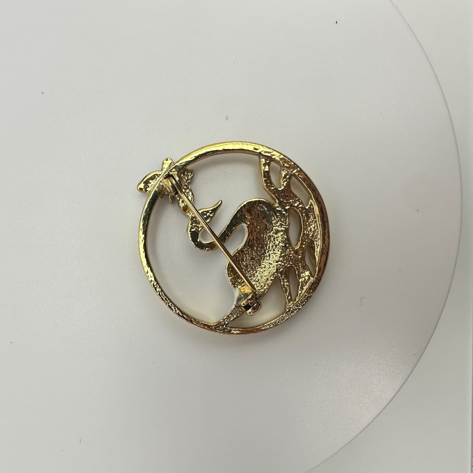 Vintage 80s White Swan Purple Butterfly Enamel Brooch Pin Women's Jewelry - Thumbnail 6