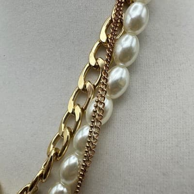 Vintage Y2K Multi Layered Necklace Collar Virgin Mary Coin Crystal Pendant - Thumbnail 9