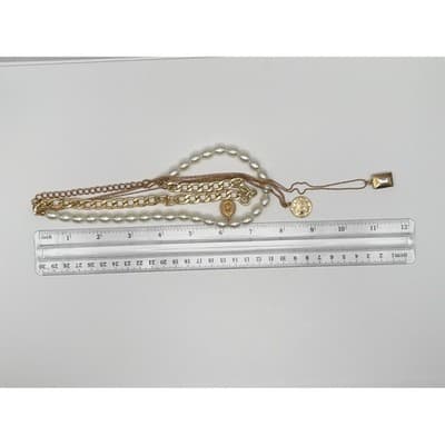 Vintage Y2K Multi Layered Necklace Collar Virgin Mary Coin Crystal Pendant - Thumbnail 12