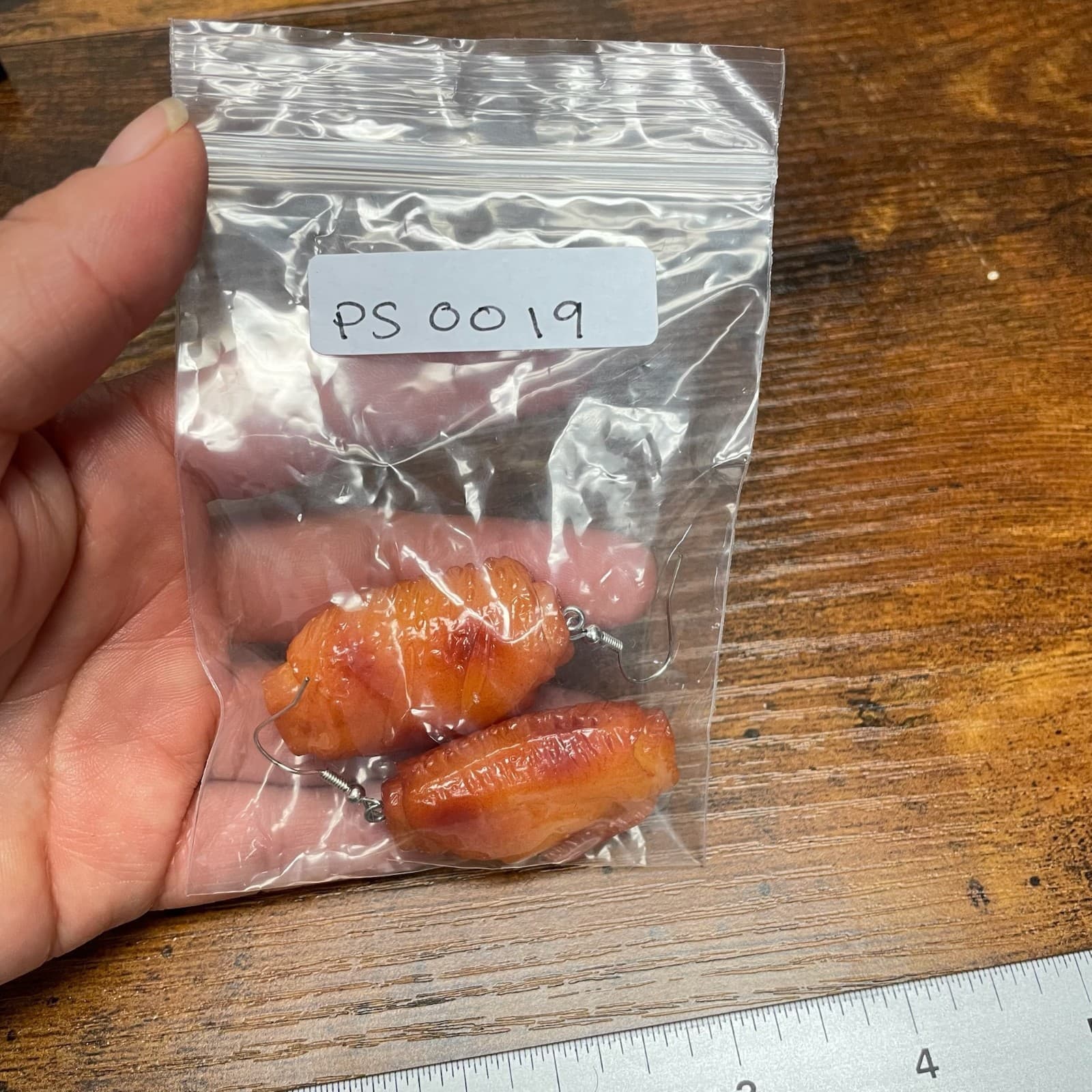 Vintage Chicken Wing Funny Realistic Food Miniature Dangle Hook Drop Earrings - Thumbnail 3