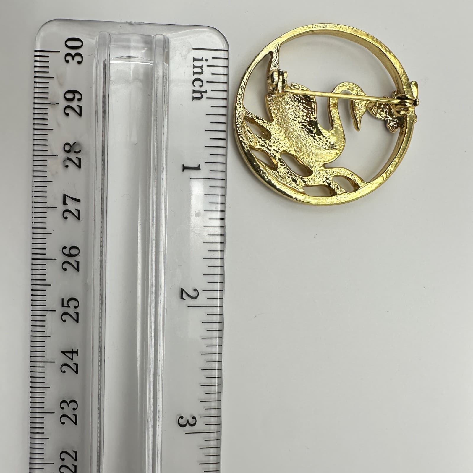 Vintage 80s White Swan Purple Butterfly Enamel Brooch Pin Women's Jewelry - Thumbnail 8