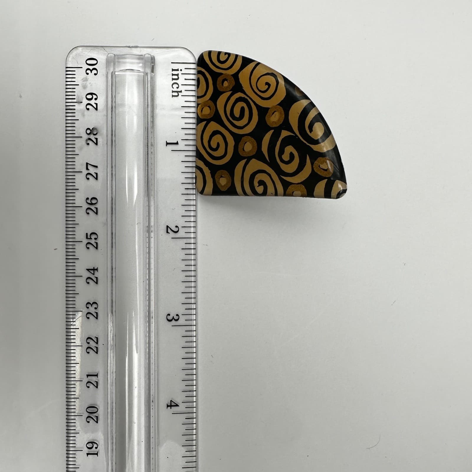 Vintage 90s Statement Black Beige Swirl Design Geometric Clip-On Earring Jewelry - Thumbnail 7