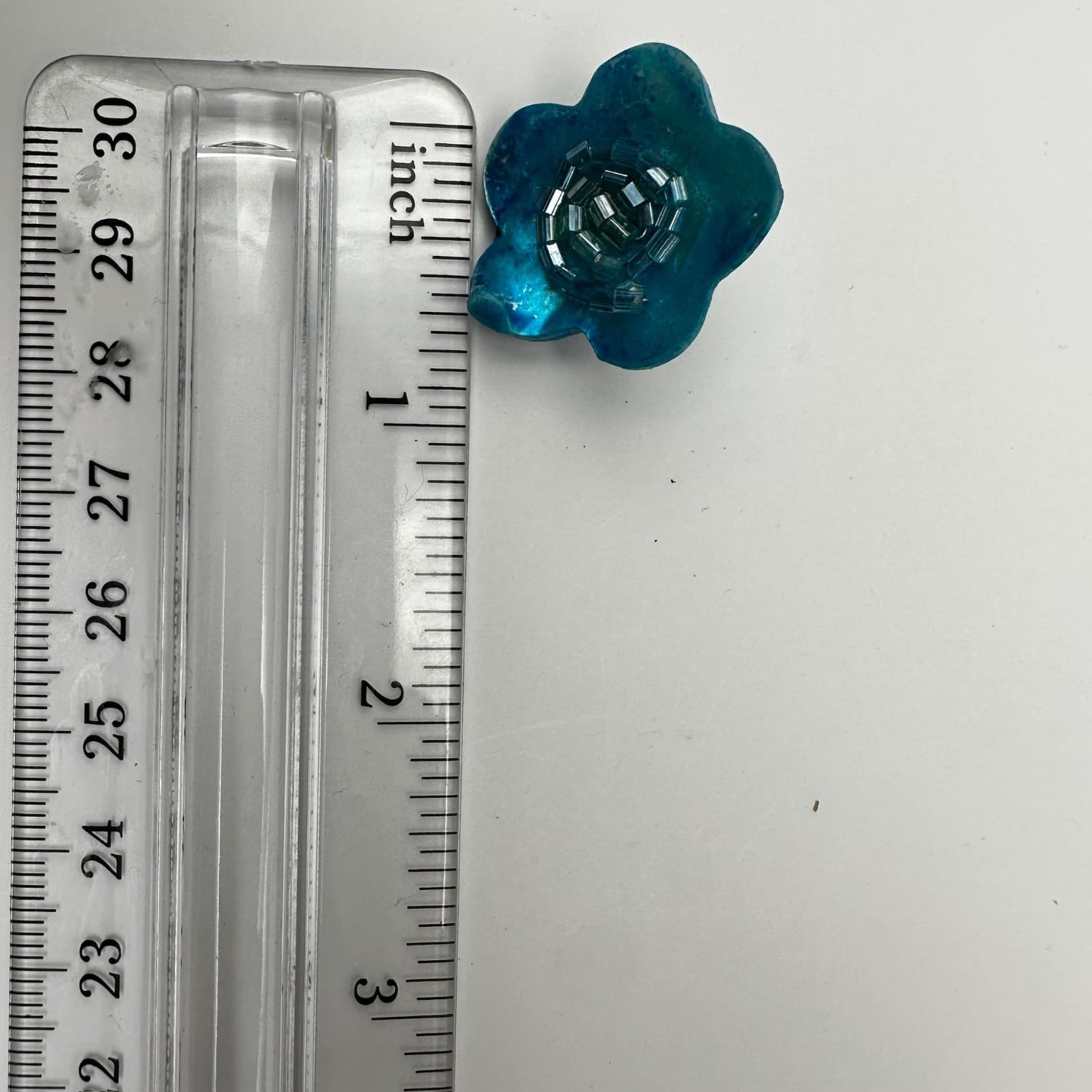 Vintage 90s iridescent blue floral earrings clear seed bead spiral Jewelry - Thumbnail 7