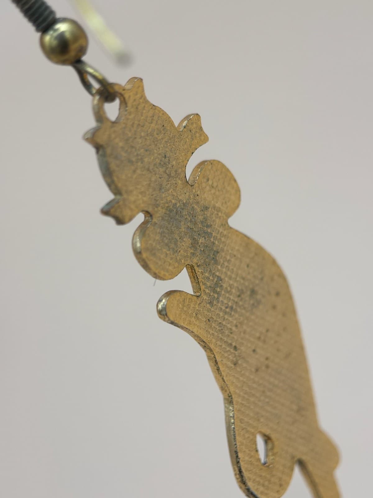 Vintage Cute Navy Blue Cat Dangle Gold-Tone Collectible Enamel Earrings - Thumbnail 3