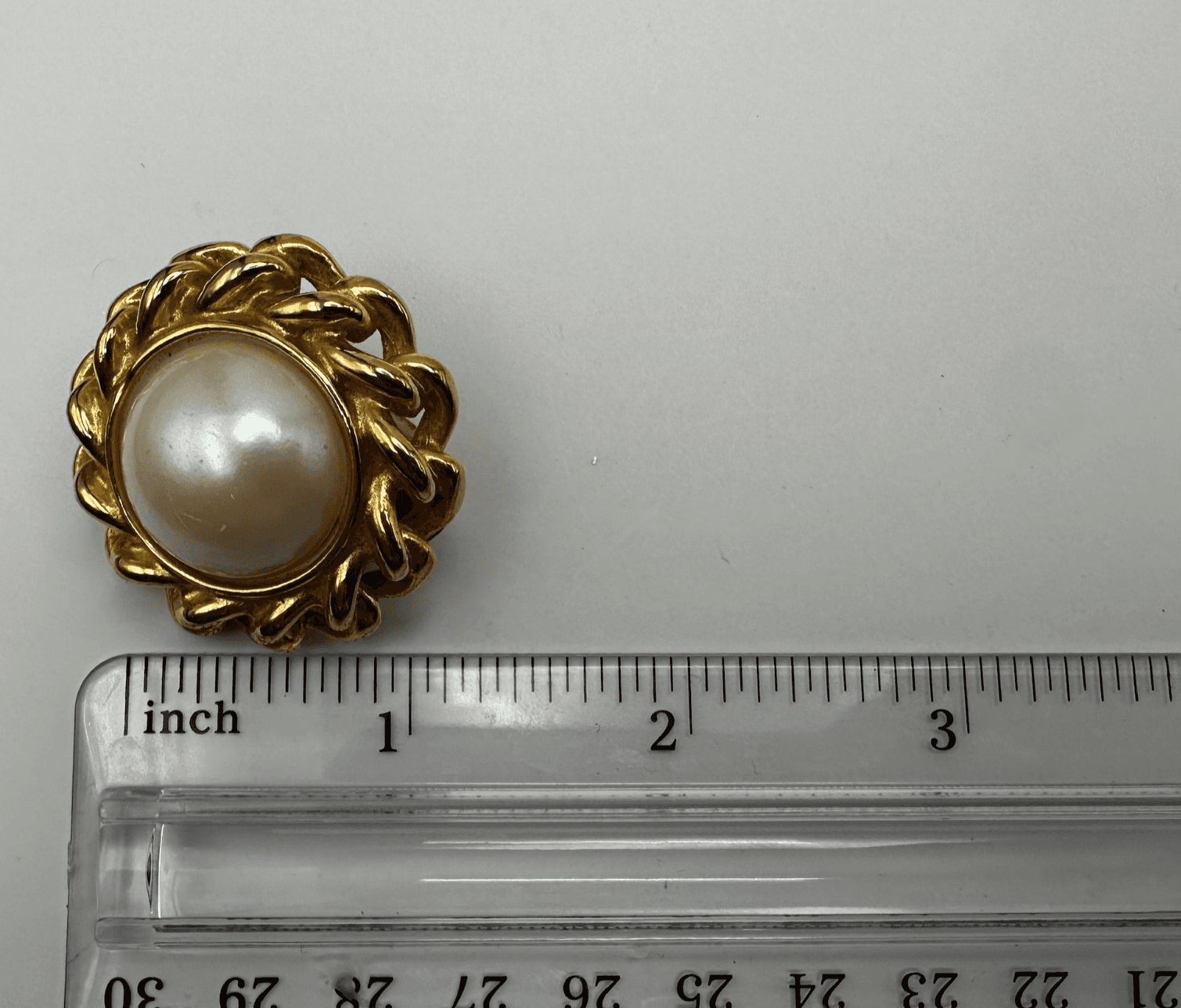 Vintage 80s Gold Faux Pearl Clip On Earrings Cable Rope Chain Dome Shape Jewelry - Thumbnail 8