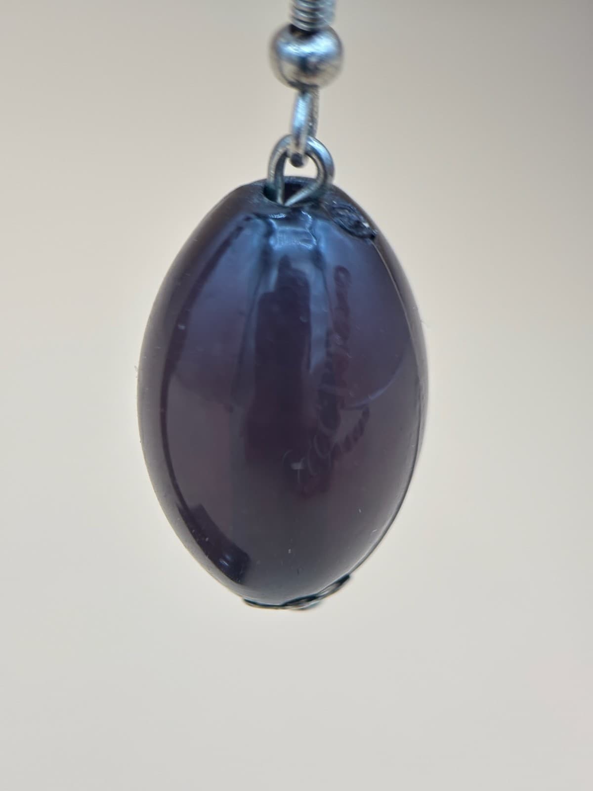 Vintage Chocolate Brown Moonglow Resin Oval Hook Dangle Drop Charm Earrings - Thumbnail 4