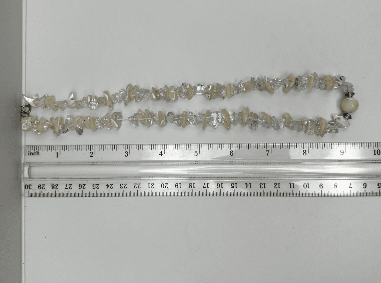 Vintage Y2K Mother of Pearl & Clear Glass Chip Necklace Choker Statement Jewelry - Thumbnail 7