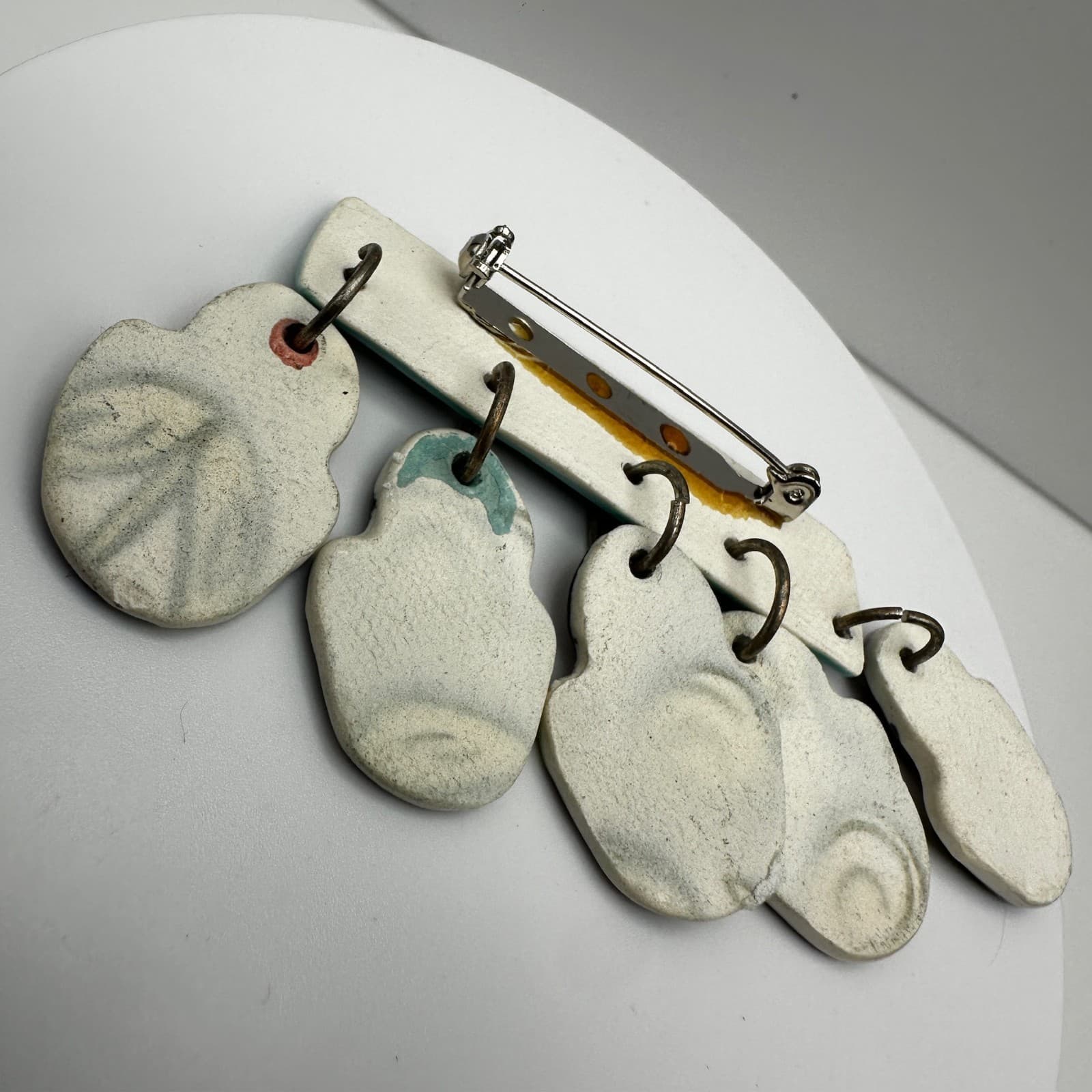 Vintage 80s Spring Has Sprung Enamel Brooch Colourful Dangling Flowers Jewelry - Thumbnail 5