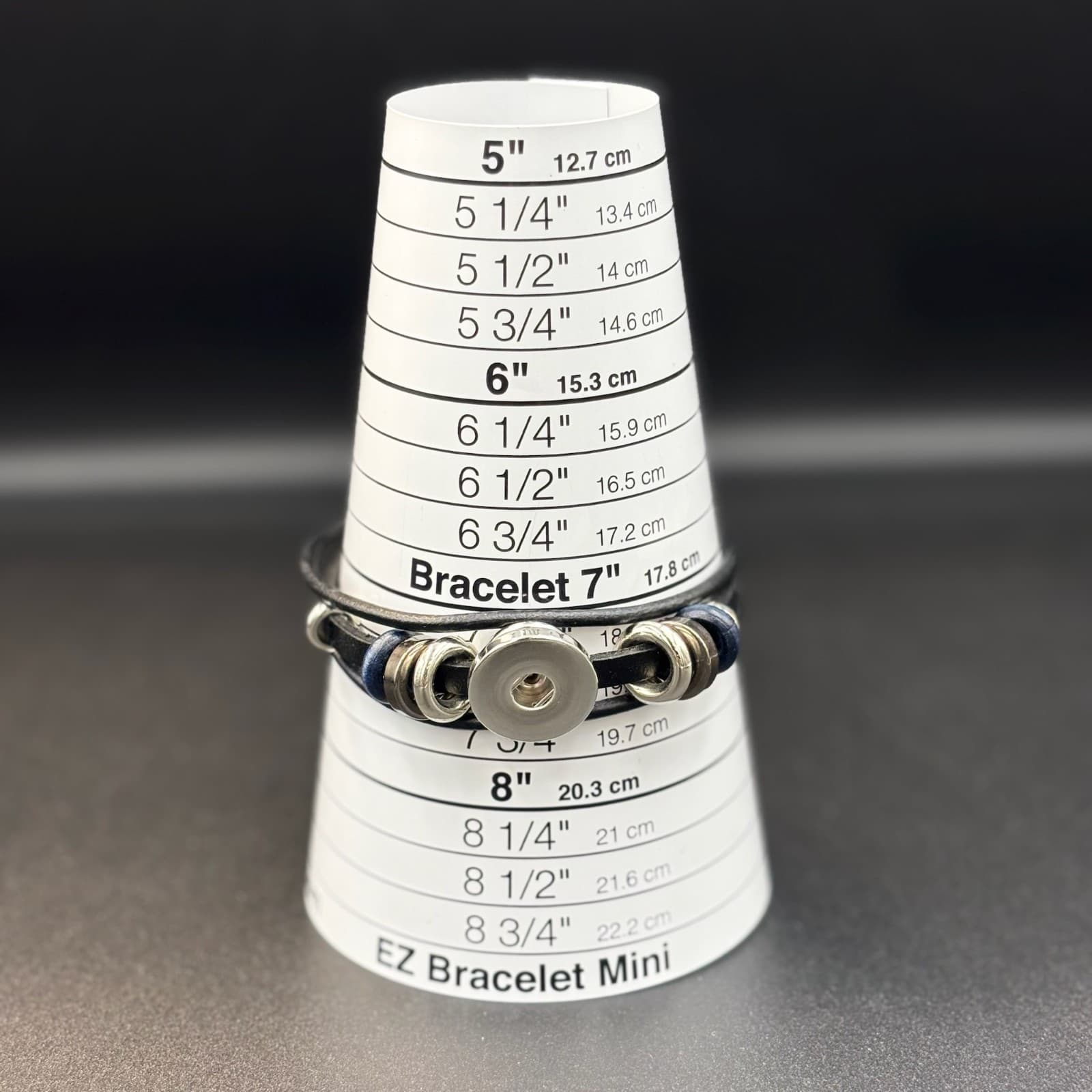 Vintage Multilayer Black Leather Strap Interchangeable Charm Bracelet - 7 1/2" - Thumbnail 7