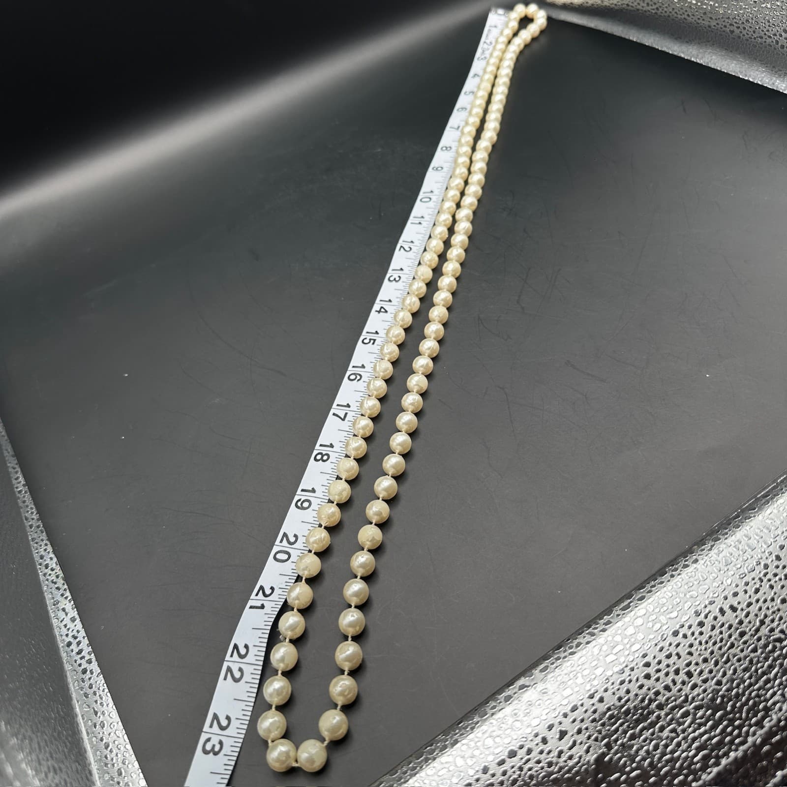 Vintage 90s Faux Ivory Cream Graduated Lucite Plastic Strand Necklace Jewelry - Thumbnail 8