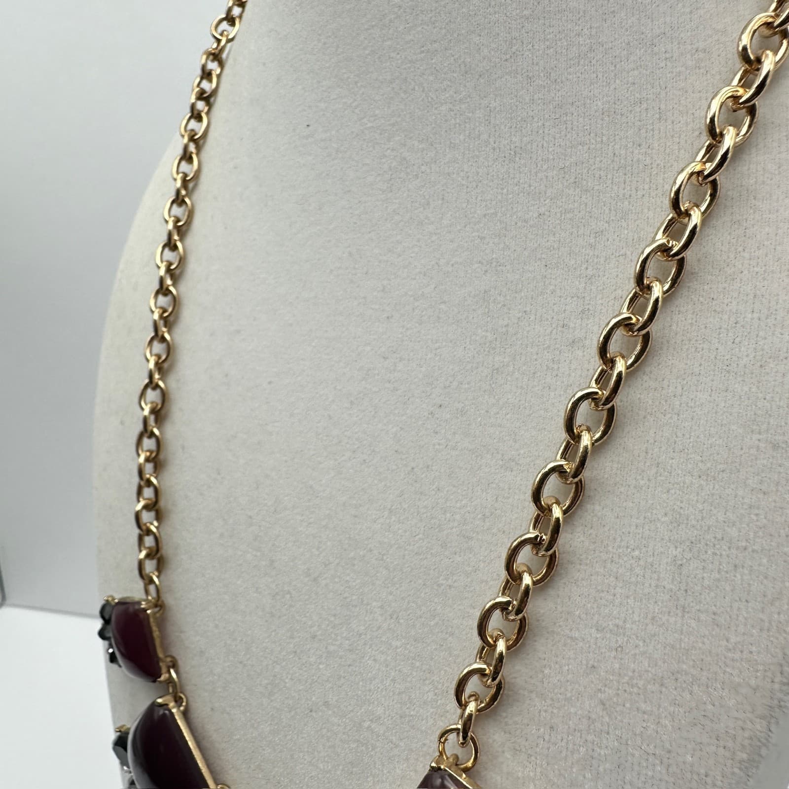 Vintage 90s Gold Tone Purple Black Necklace Collar Statement Fashion Jewelry Y2K - Thumbnail 6