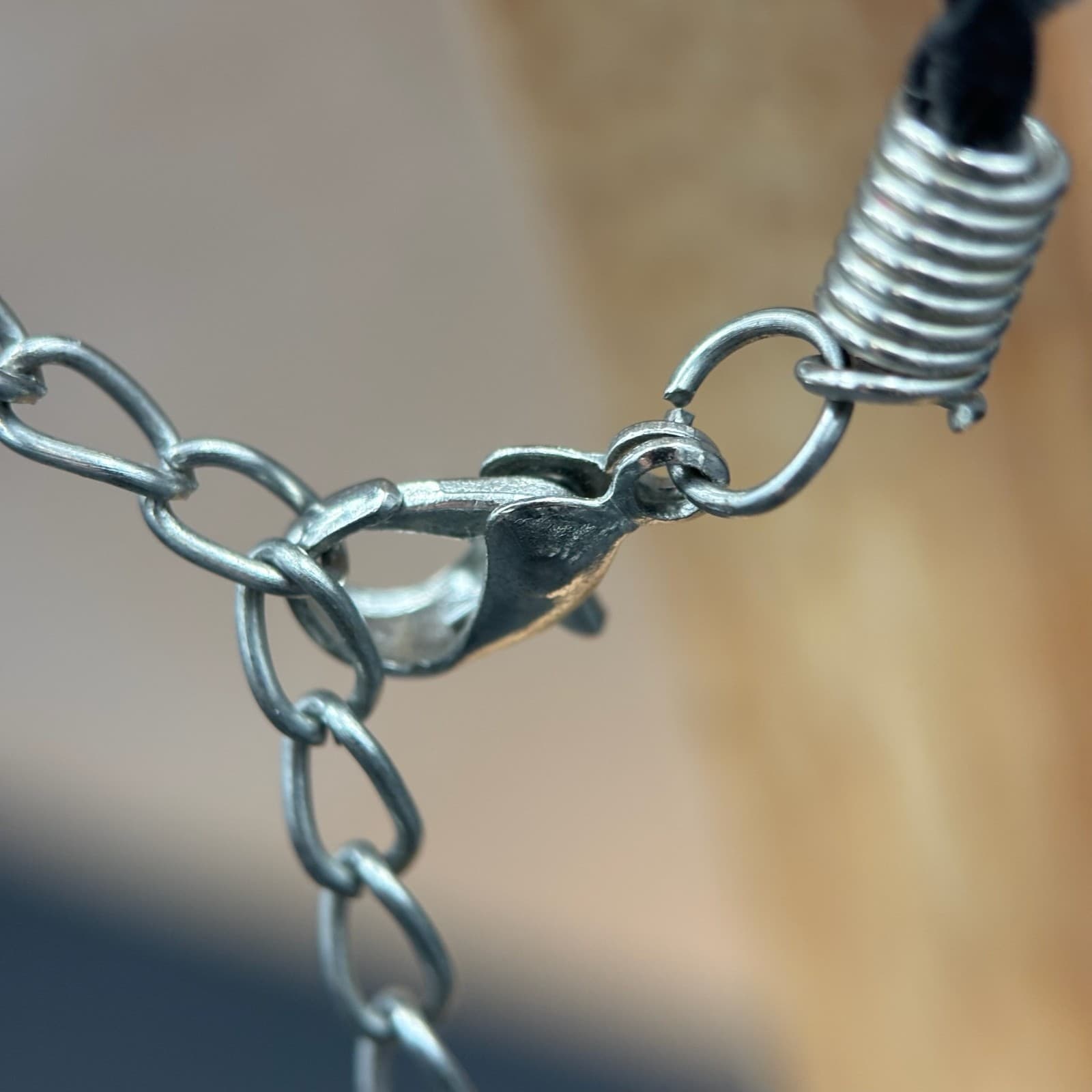 Vintage Silver-Tone Black Human Skull Retro Classic Braided Cord Charm Pendant - Thumbnail 3