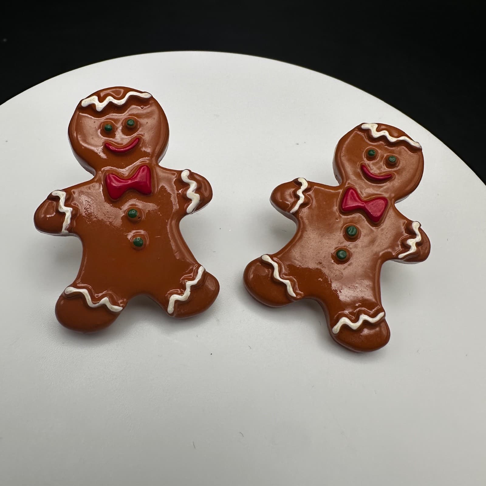 Vintage Y2K Gingerbread Man Earrings Christmas Staple Novelty Post Stud Jewelry - Image 1
