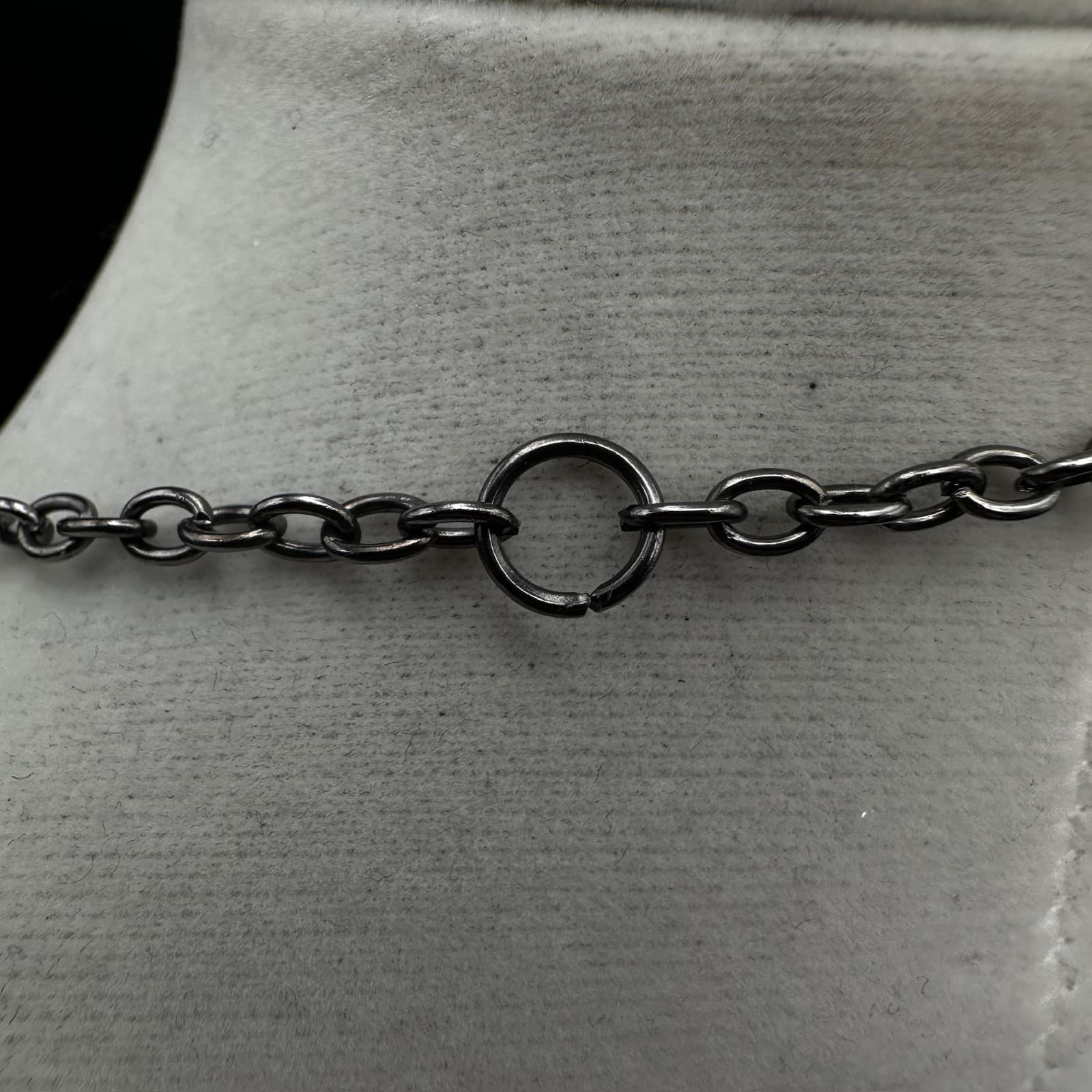 Vintage 90s Black Heart Rhinestone Pendant Necklace Gunmetal Women's Jewelry - Thumbnail 7