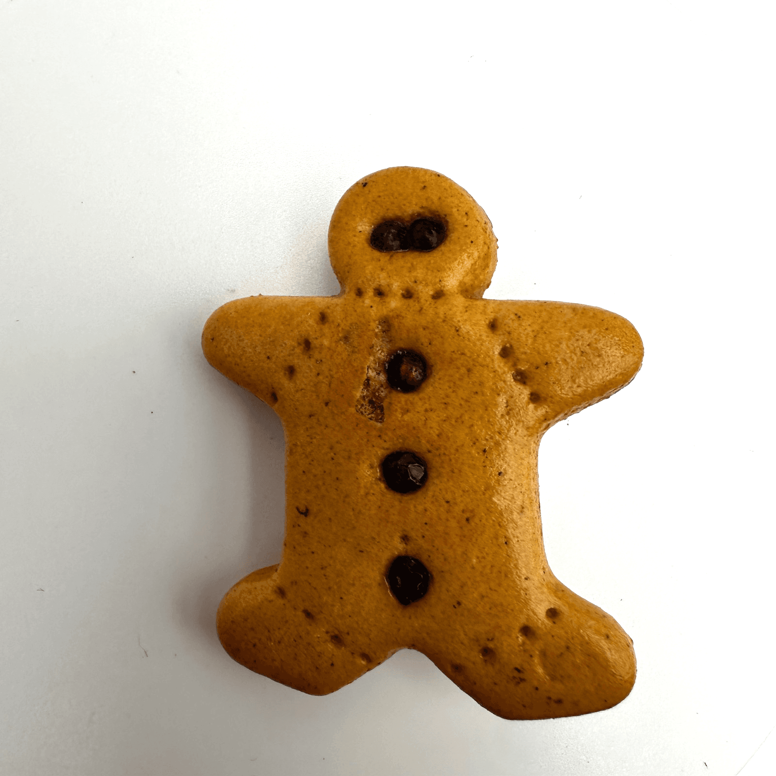 Vintage 80s Baked Gingerbread Man Cookie Dark Chocolate Chip Pin Broch Jewelry - Image 1