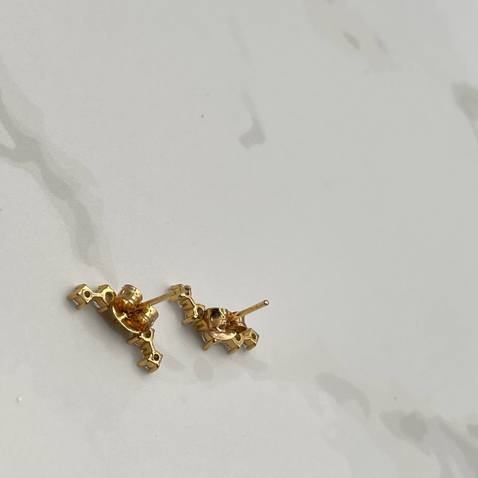 Vintage Gold Tone Cluster Climber Stud Earrings with Rhinestone Butterfly - Thumbnail 10