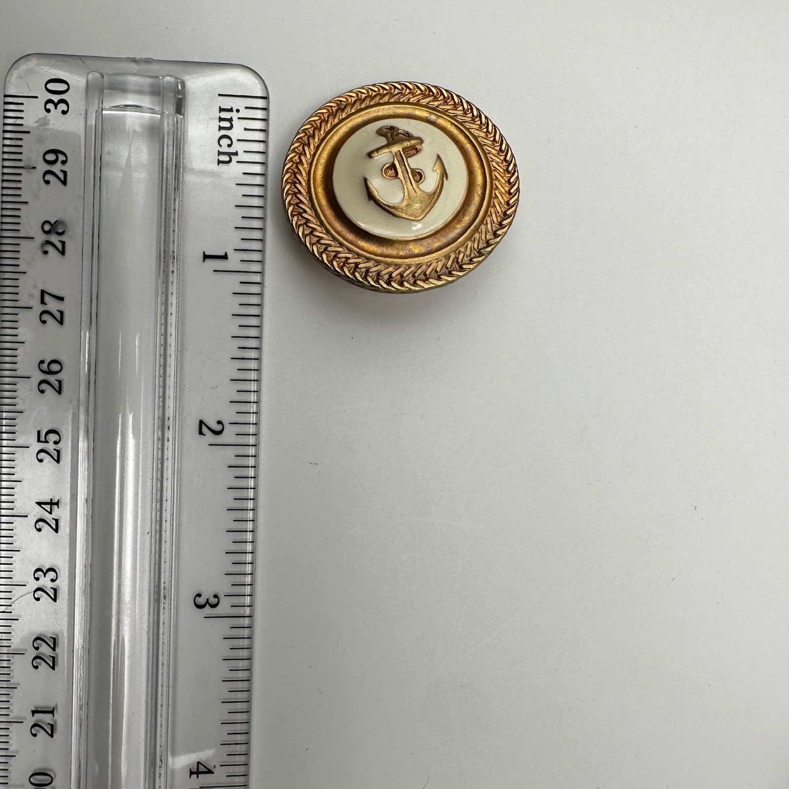 Vintage 90s Gold Tone & White Enamel Anchor Nautical Clip on Earring Jewelry - Thumbnail 7