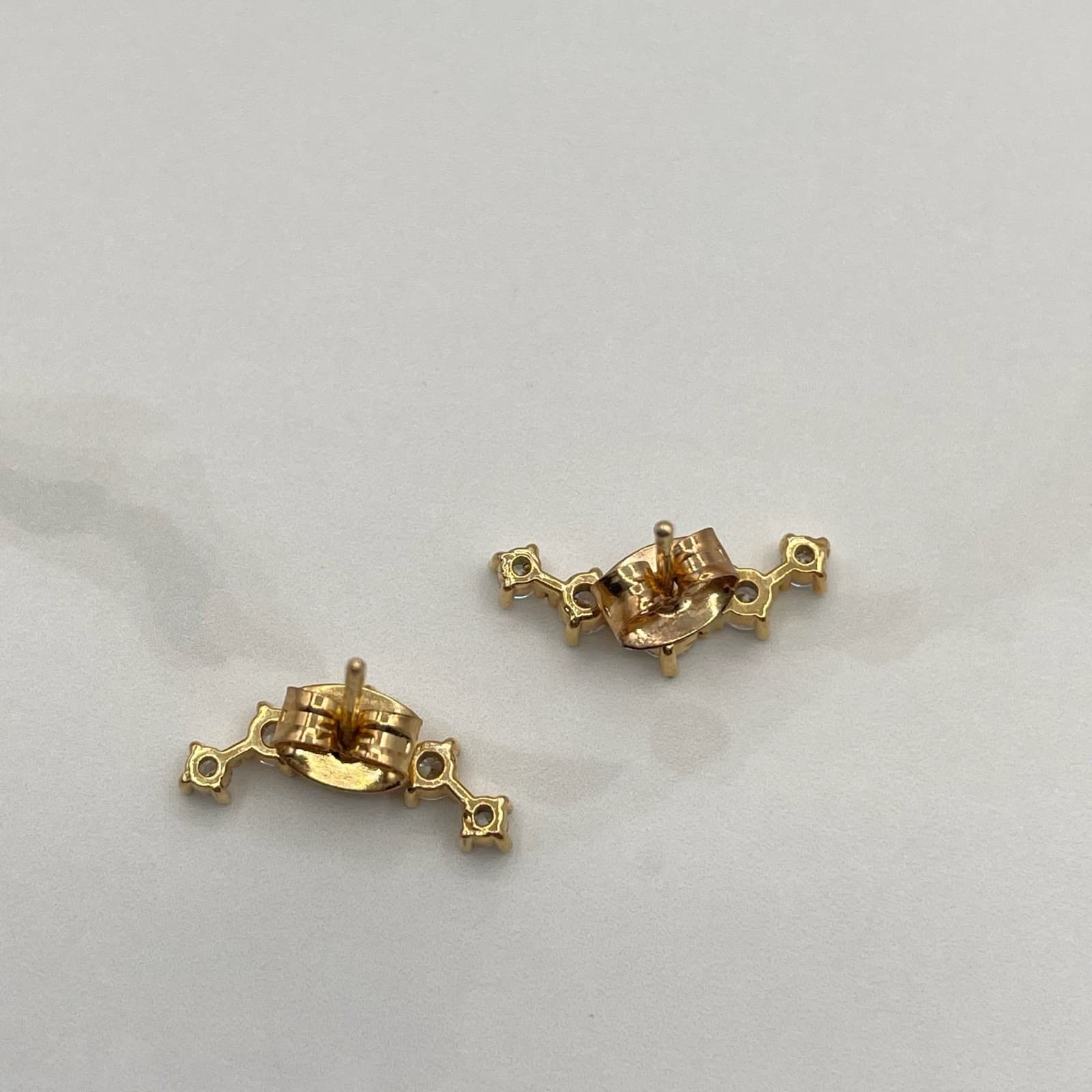 Vintage Gold Tone Cluster Climber Stud Earrings with Rhinestone Butterfly - Thumbnail 9