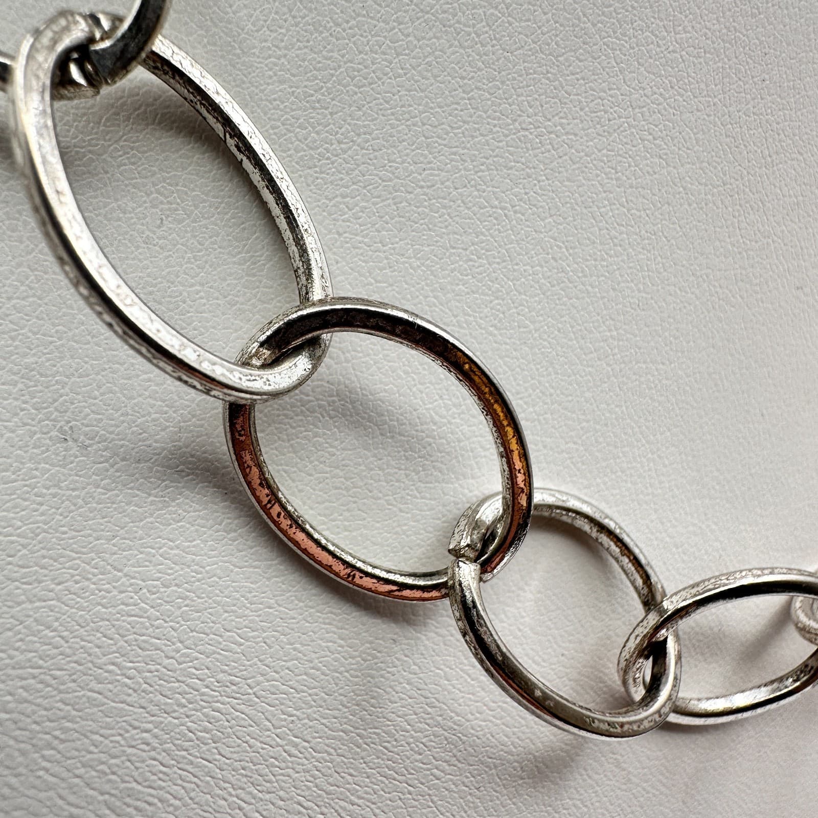 Vintage 90s NY Silver Tone Oval Link Statement Necklace Women's Classic Jewelry - Thumbnail 3