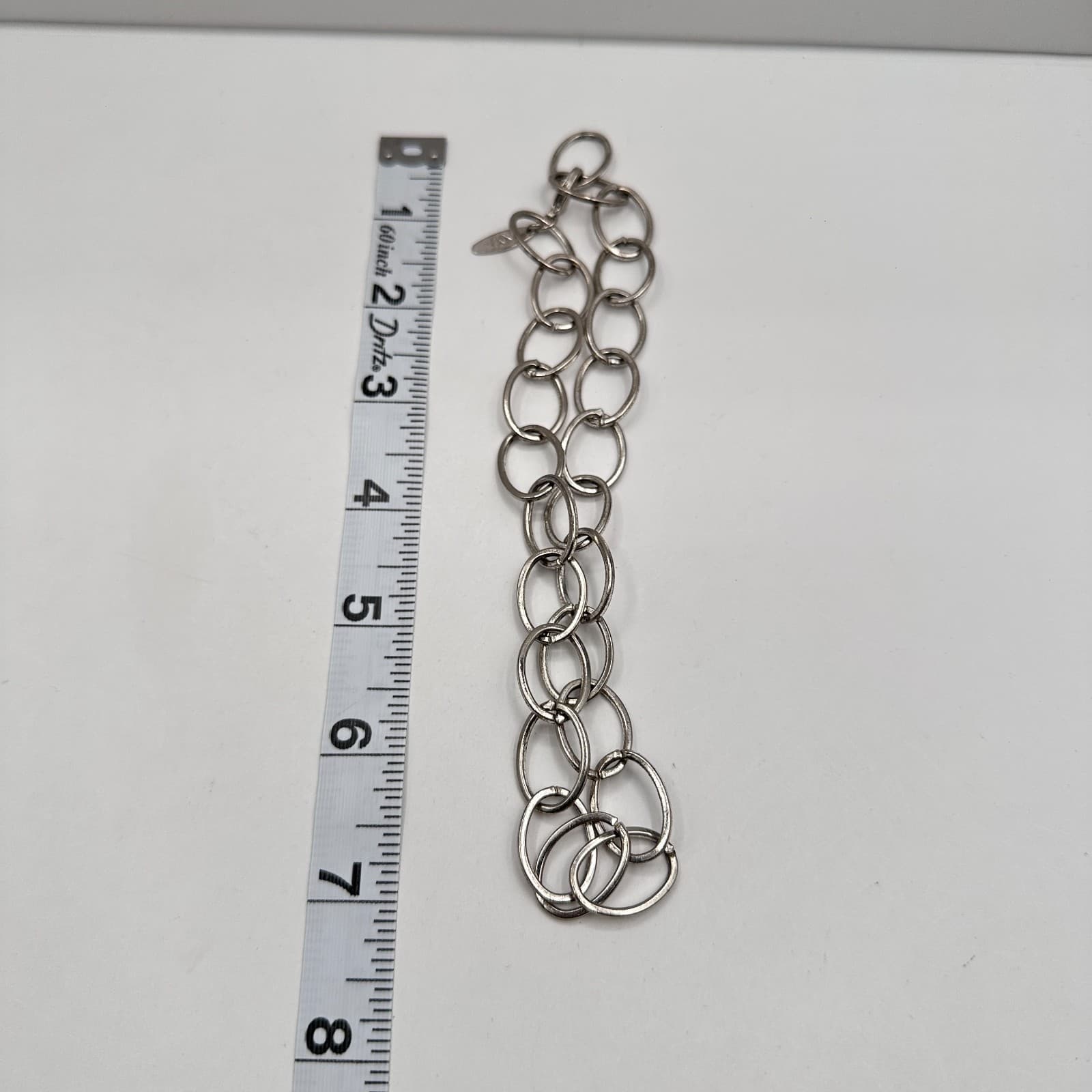 Vintage 90s NY Silver Tone Oval Link Statement Necklace Women's Classic Jewelry - Thumbnail 8