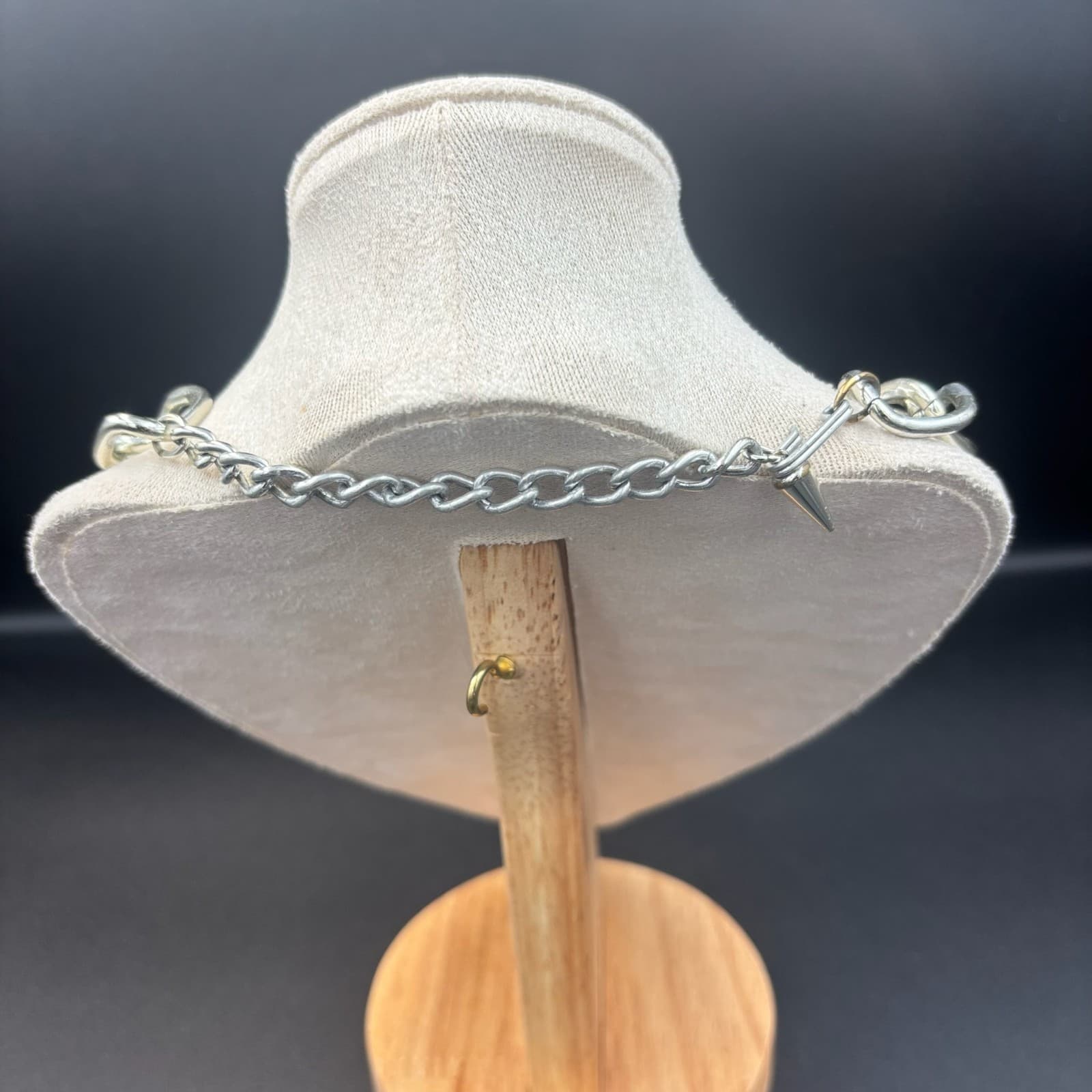 Vintage Silver-Tone Punk Edge Fashion Classic Retro Curb Link Chain Necklace - Thumbnail 2