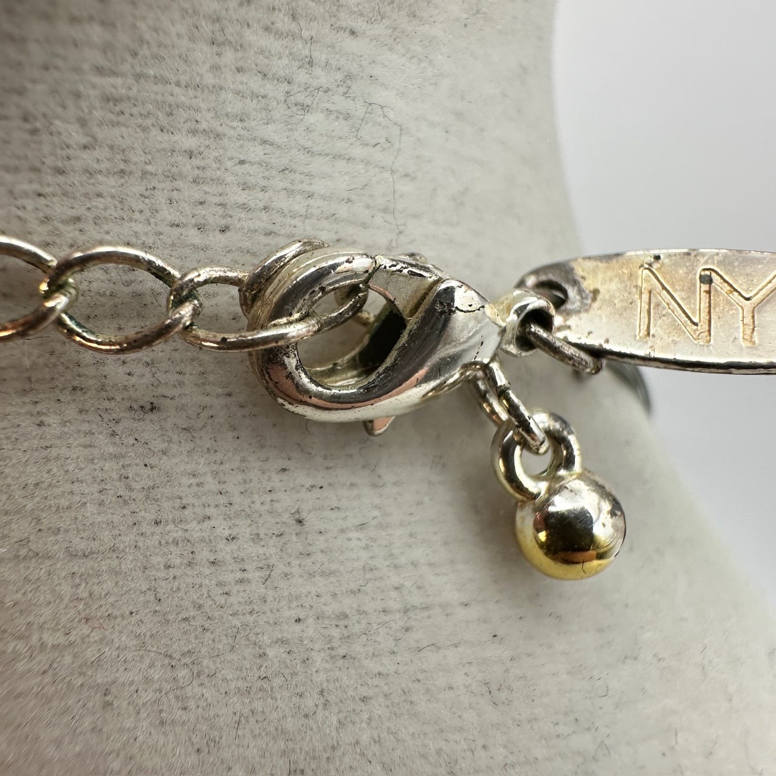 Vintage NY Gold Tone Blue Enamel Circles Multi Strand Wire Necklace Jewelry 90s - Thumbnail 9