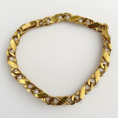 Vintage 90s Gold Tone Infinity Link Chain Bracelet Statement Women's Jewelry - Image 1