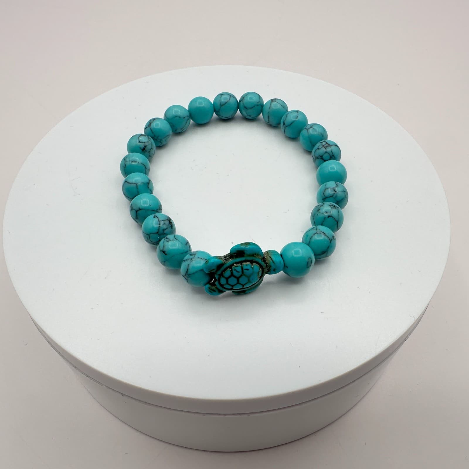 Vintage 90s Turtle Turquoise Stretch Beaded Bracelet Women's Classic Jewelry - Thumbnail 2