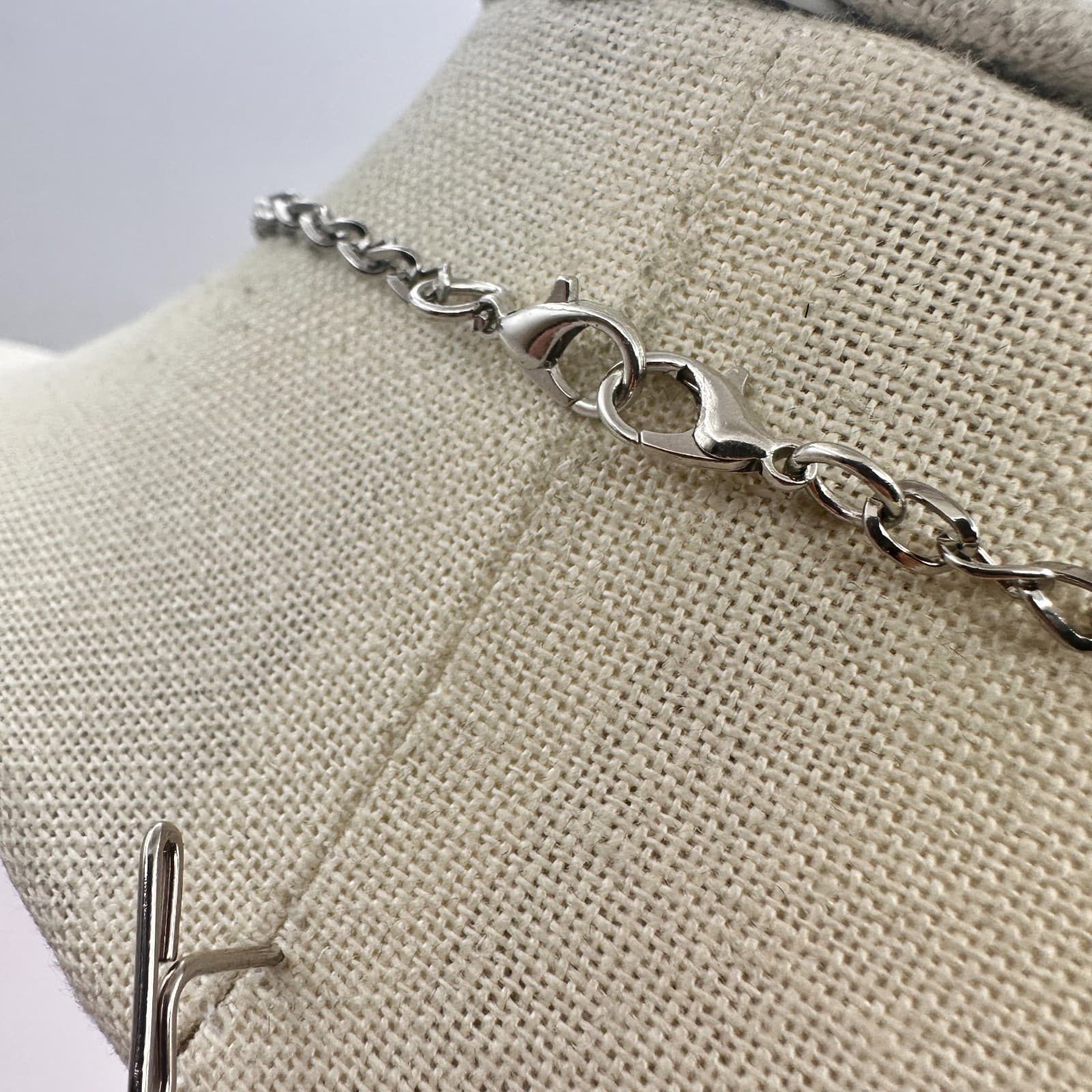 Vintage 90s Silver Tone Faceted Disco Ball Bead Station Necklace Retro Jewelry - Thumbnail 5