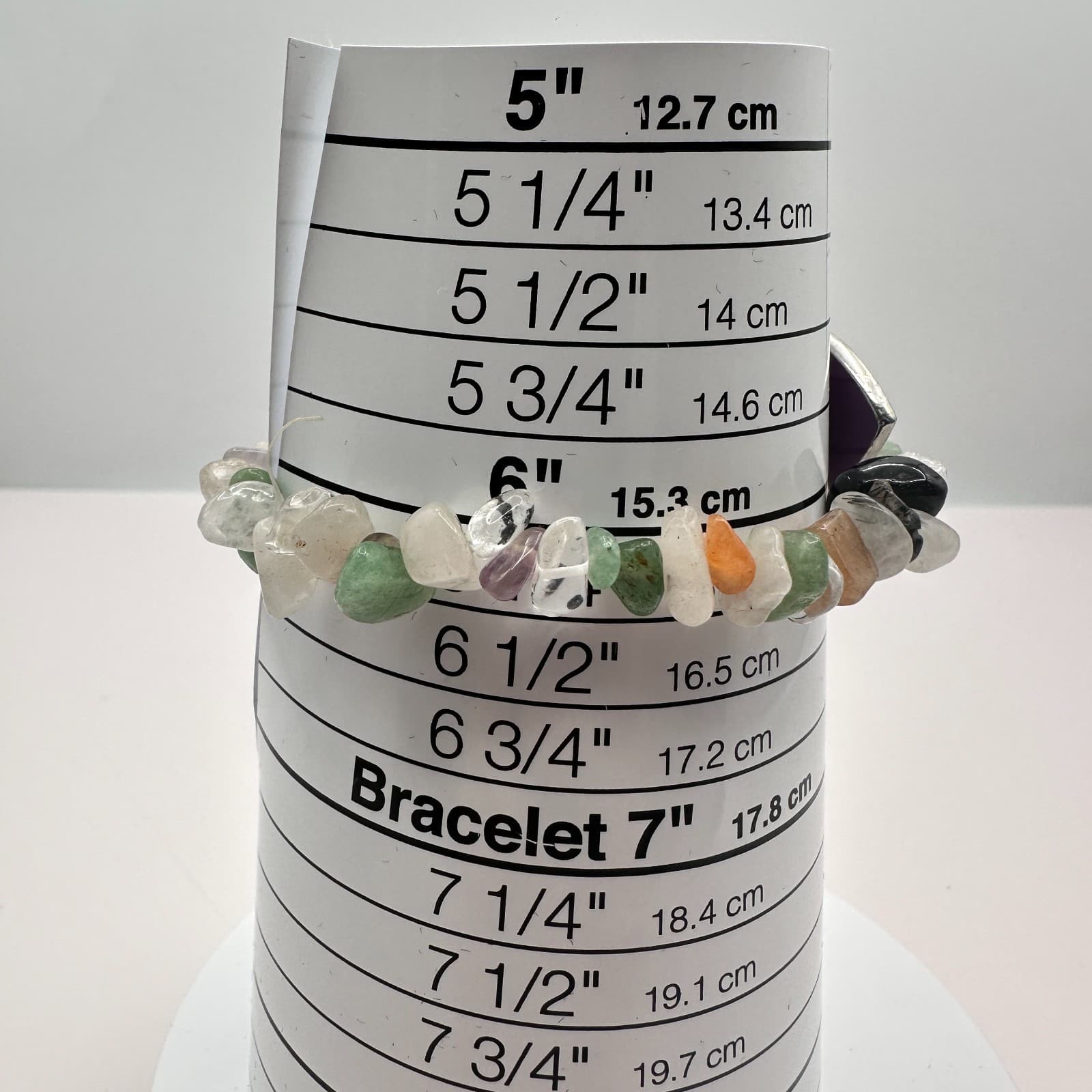 Vintage Y2K Chip Beaded Stretch Bracelet Purple Heart Charm Women's Jewelry - Thumbnail 6