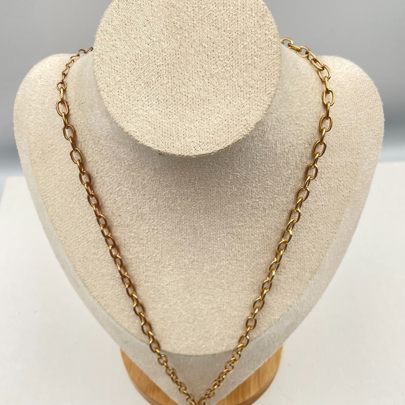 Vintage 90s Anne Klein Gold Tone Red Enamel Anchor Pendant Necklace Nautical - Thumbnail 2