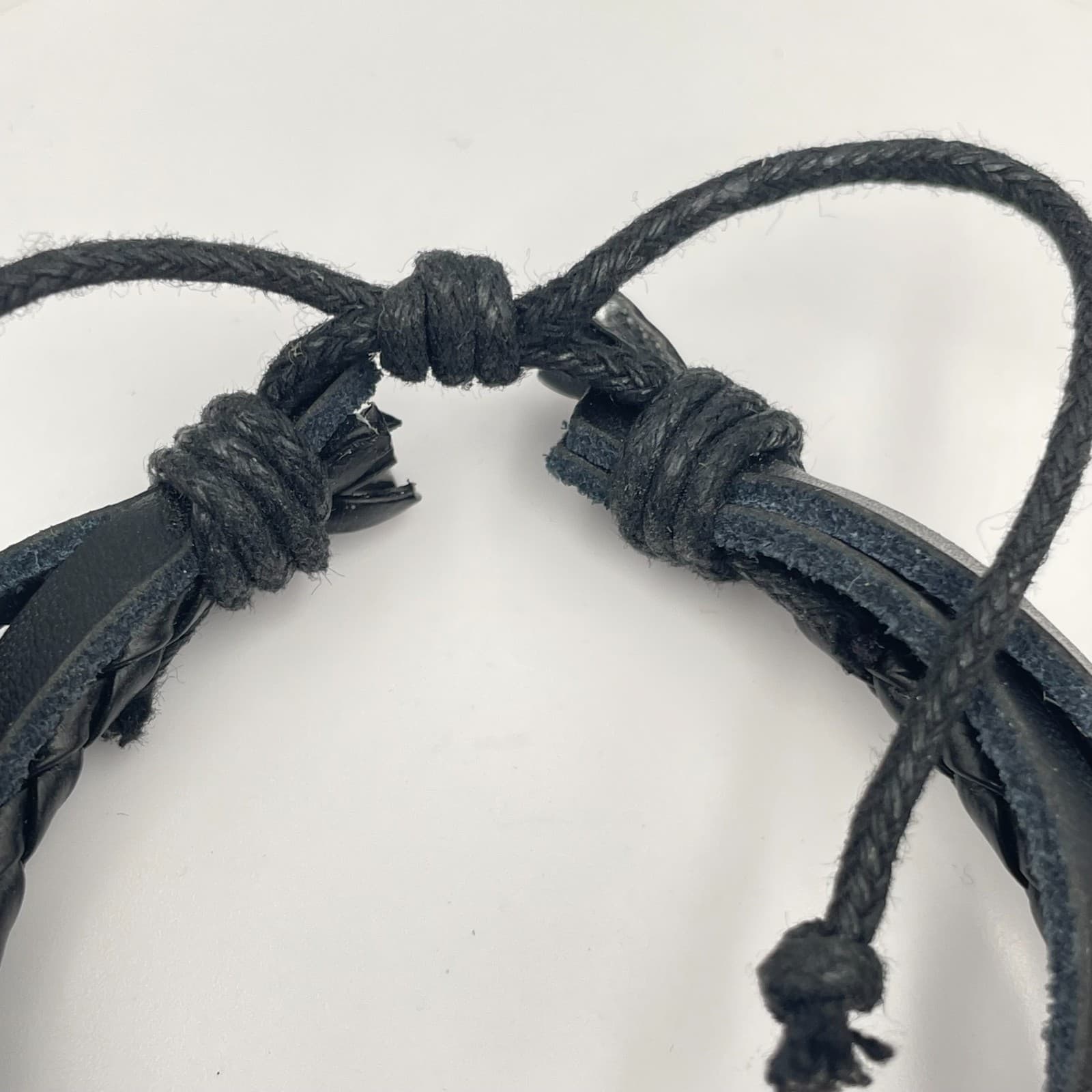 Vintage Y2K Black Multi-Layer Faux Leather Wrap Bracelet Braided Cord Jewelry - Thumbnail 3