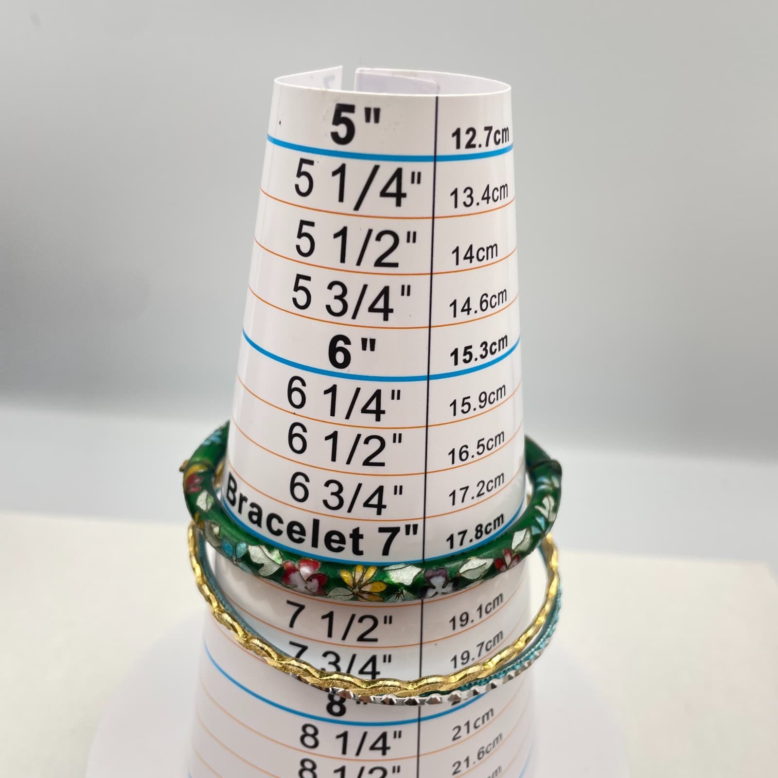 Vintage 80s 90s Gold/Silver Tone Floral Enamel Bracelet Set Boho Women's Jewelry - Thumbnail 9