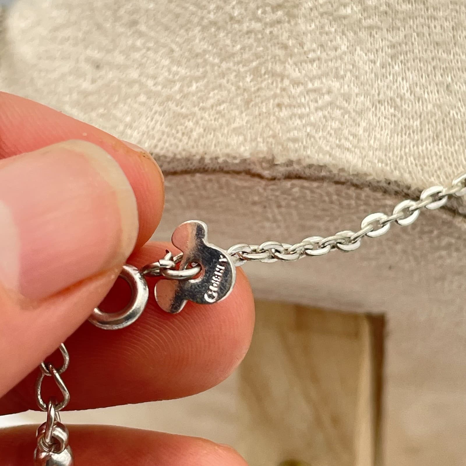 Vintage 90s Disney Dance SilverTone Glitter Enamel Mickey Mouse Necklace Jewelry - Thumbnail 7