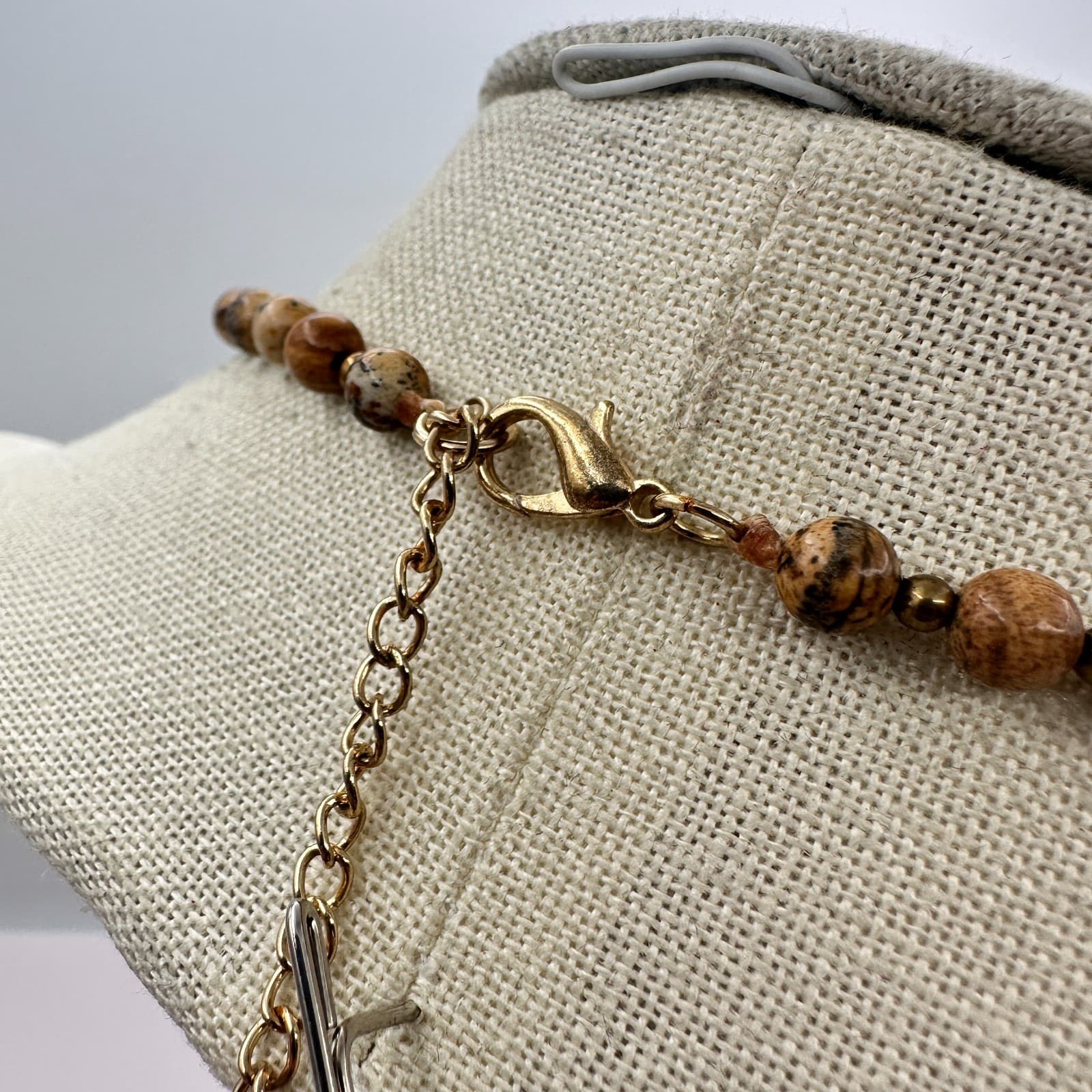 Vintage 80s Bronze Chain Tassel Pendant Sophisticated Multi Bead Strand - Thumbnail 6