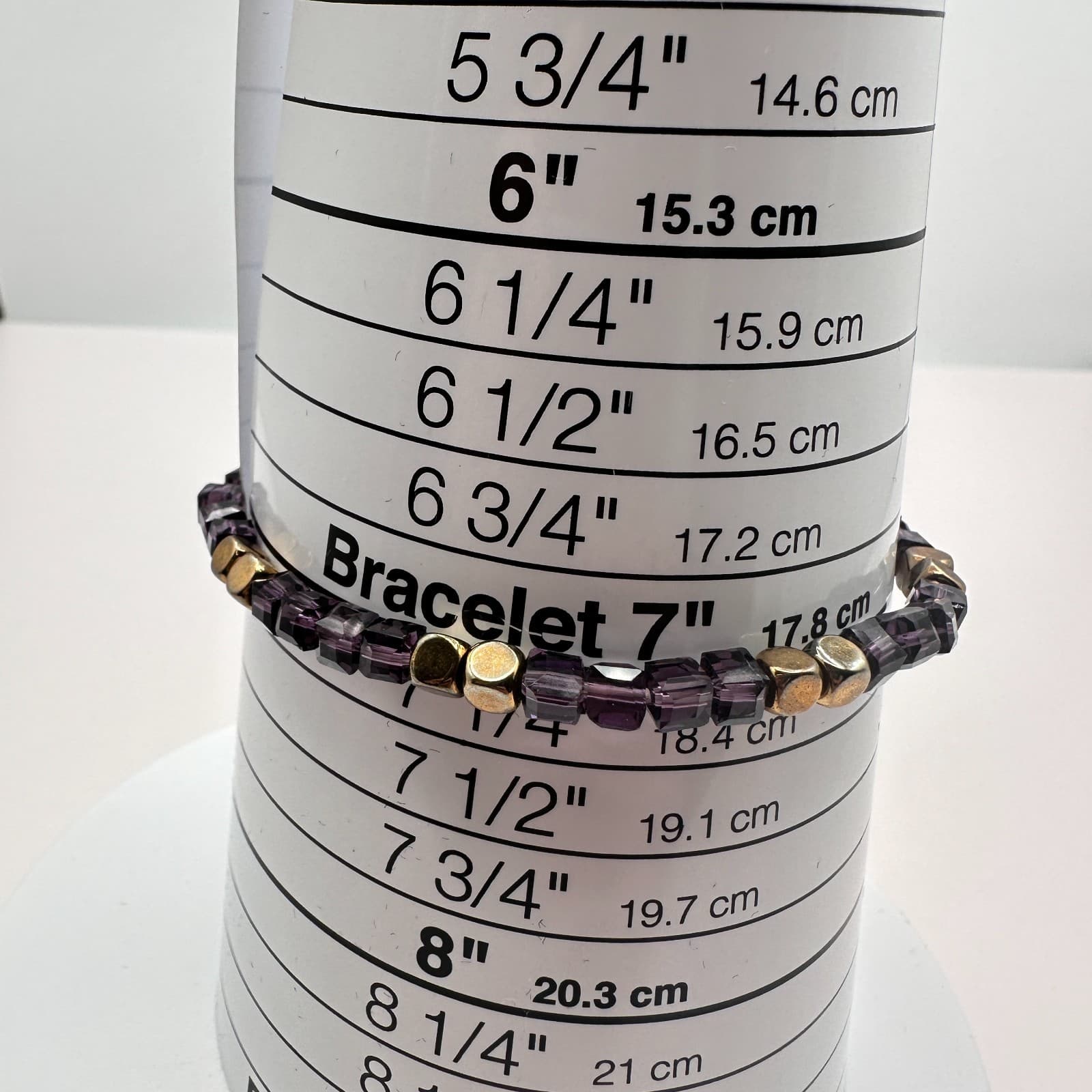 Vintage Y2K Gold tone Stretch Purple Beaded Bracelet Women's Classic Jewelry - Thumbnail 6