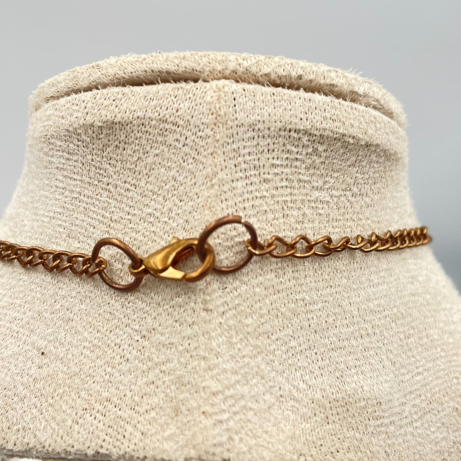 Vintage 90s Y2K Bronze Tone Glass Bead Tassel Pendant Necklace Boho Jewelry - Thumbnail 5