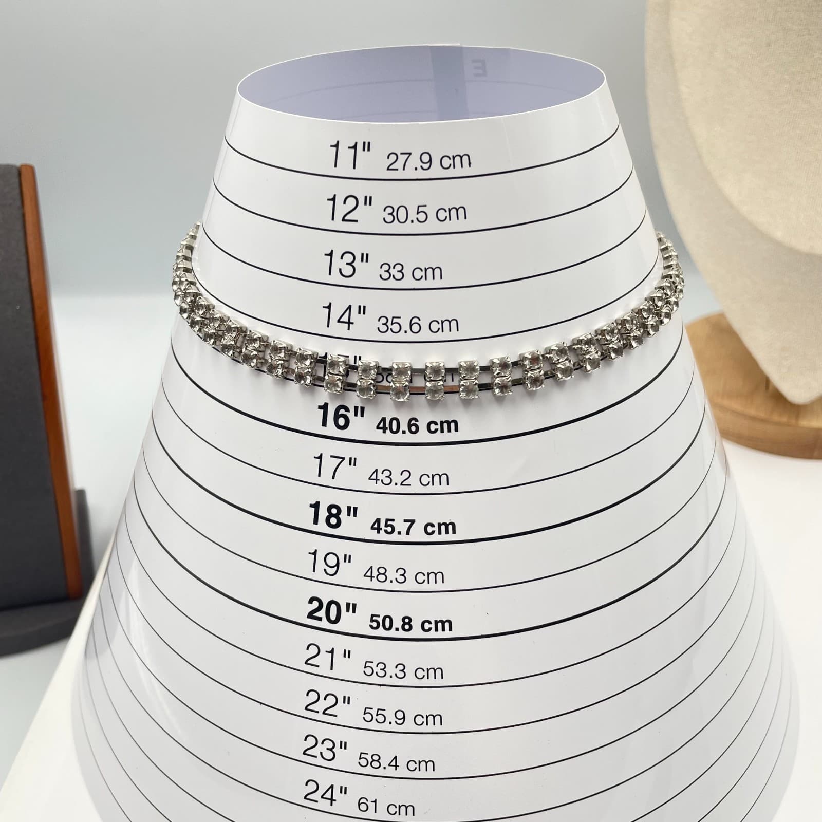 Vintage 90s SilverTone Clear Glass Double Row Rhinestone Choker Necklace Jewelry - Thumbnail 7