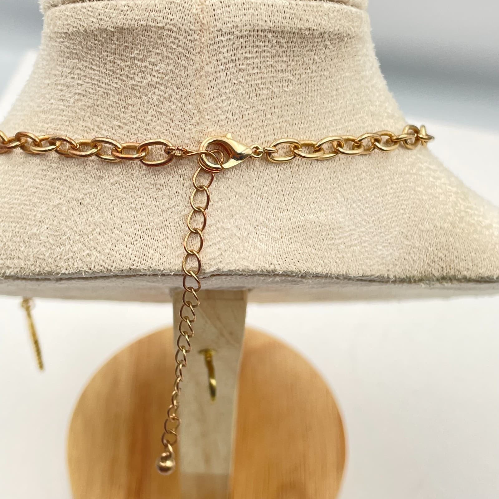 Vintage 90s Anne Klein Gold Tone Red Enamel Anchor Pendant Necklace Nautical - Thumbnail 8