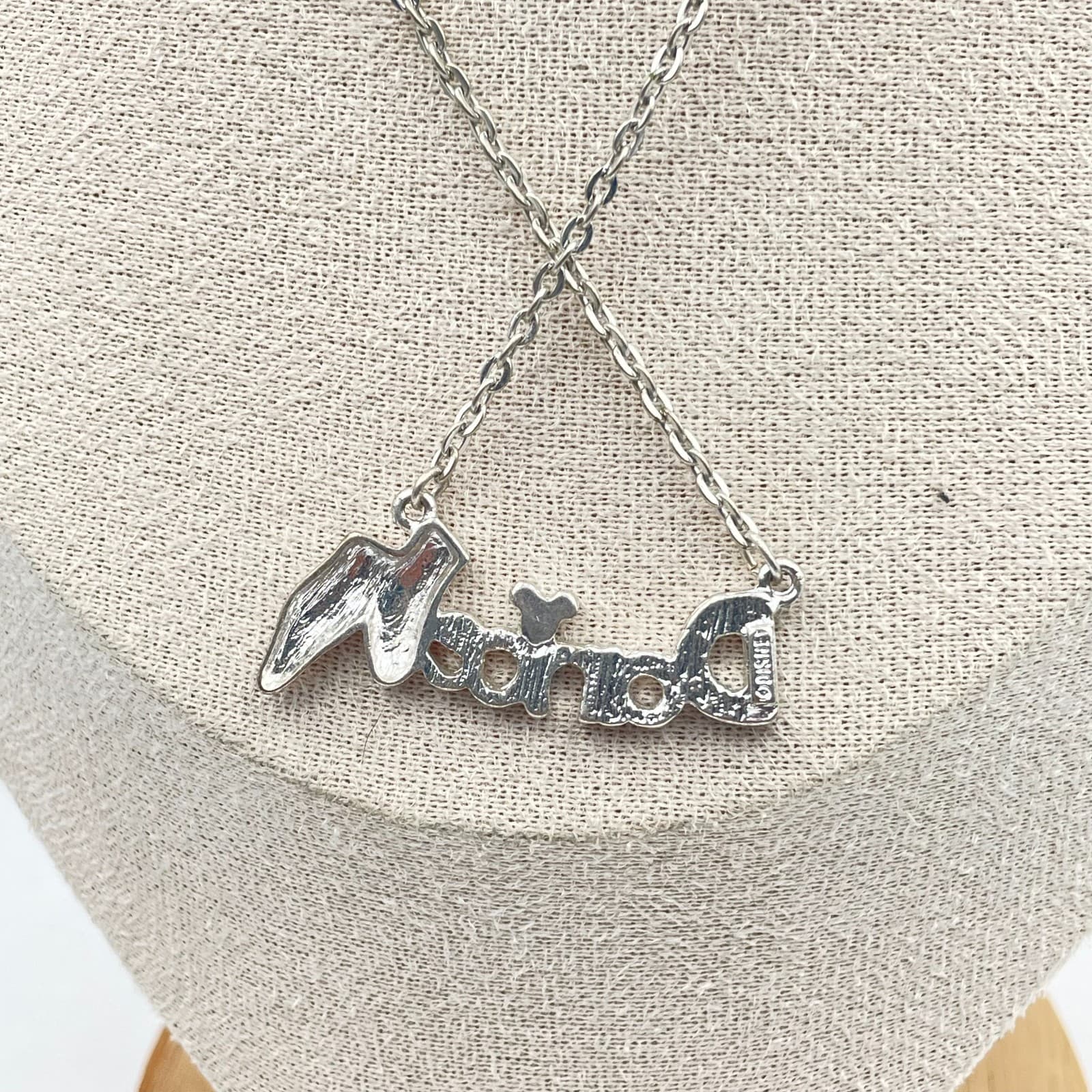 Vintage 90s Disney Dance SilverTone Glitter Enamel Mickey Mouse Necklace Jewelry - Thumbnail 3