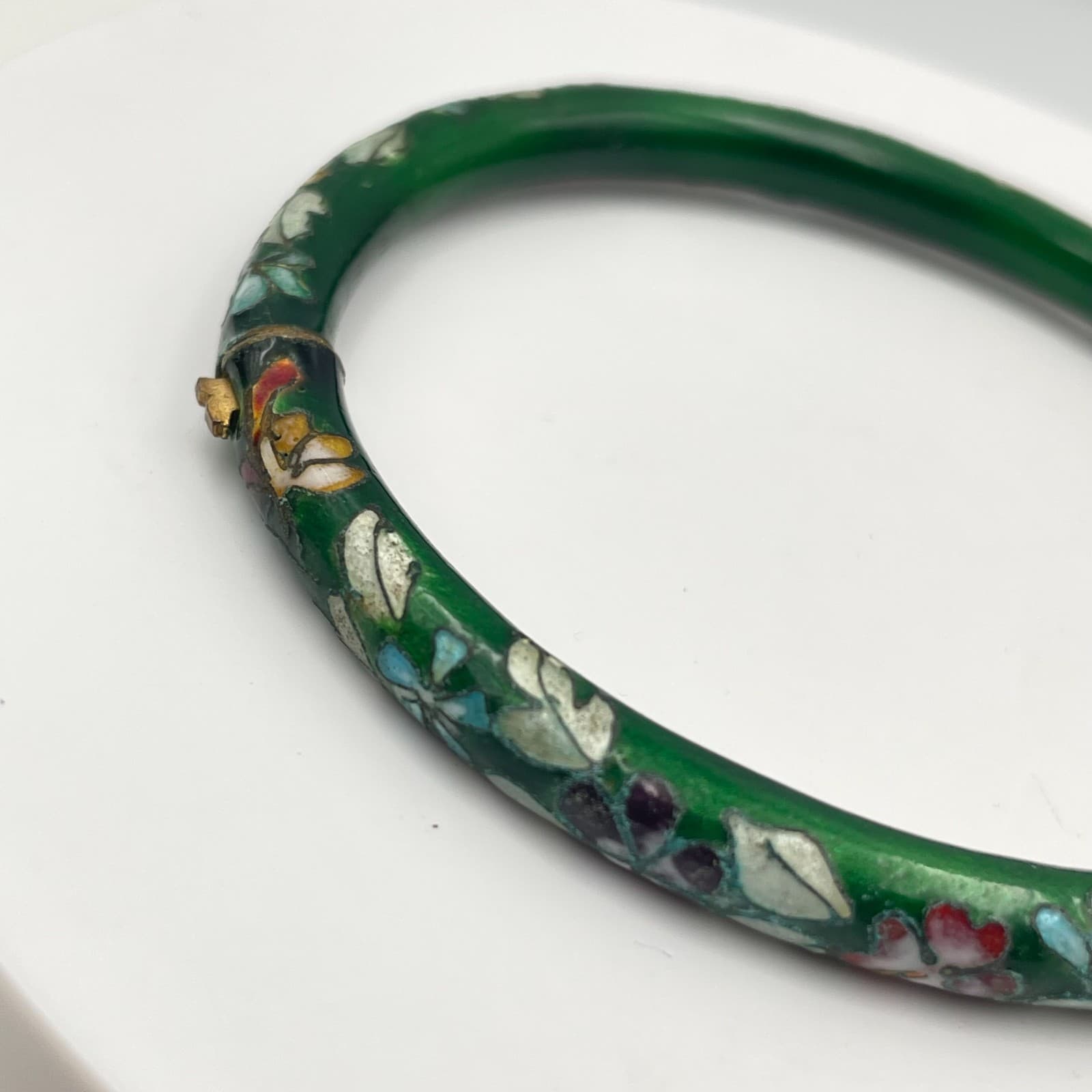 Vintage 80s 90s Gold/Silver Tone Floral Enamel Bracelet Set Boho Women's Jewelry - Thumbnail 8