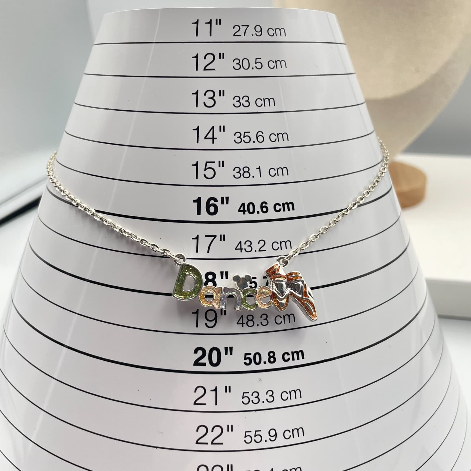 Vintage 90s Disney Dance SilverTone Glitter Enamel Mickey Mouse Necklace Jewelry - Thumbnail 8